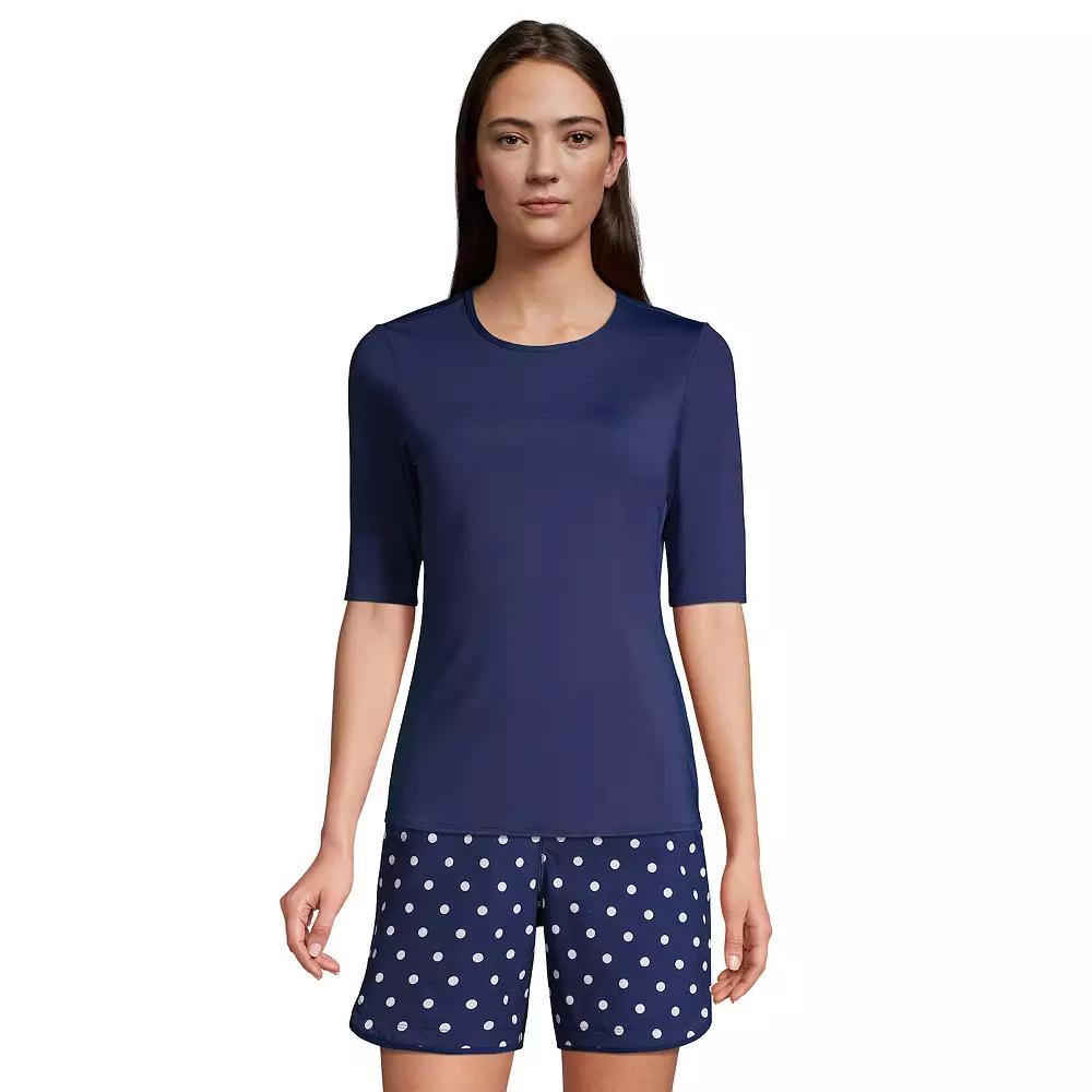 Women's Lands' End UPF 50 Elbow-Sleeve Rash Guard Swim Tee,  Product Image