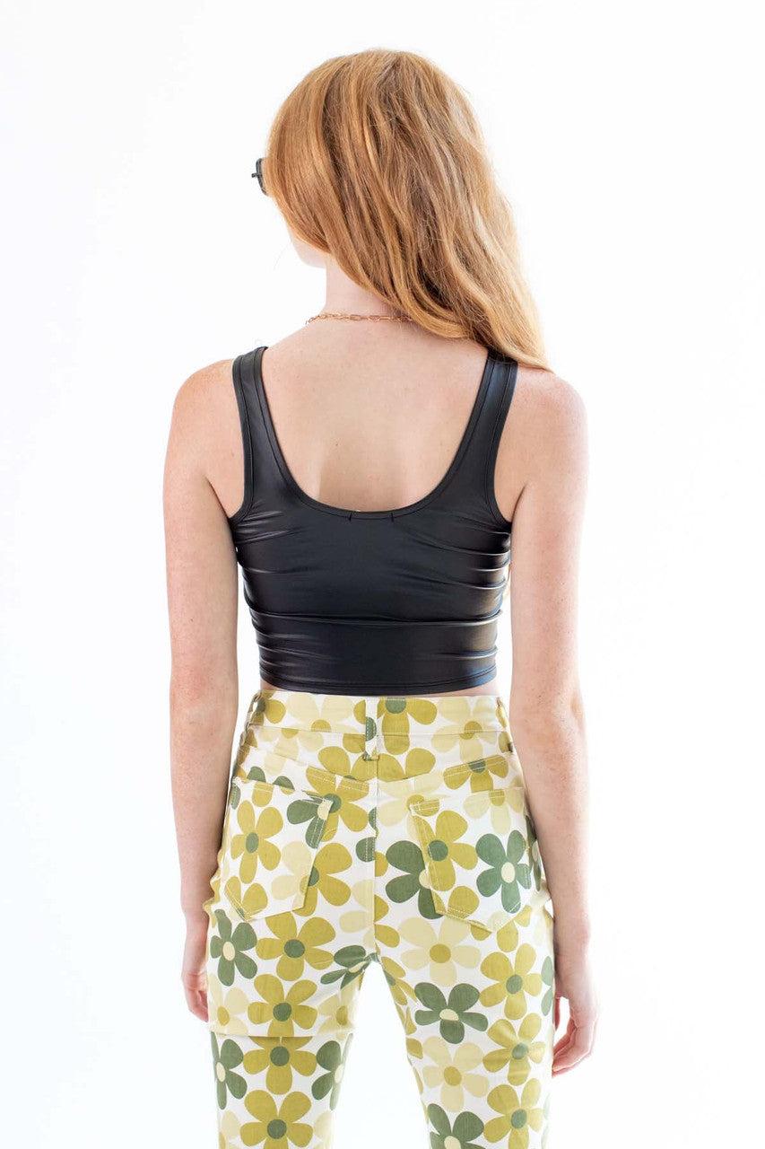 Black Pleather Cropped Tank Product Image