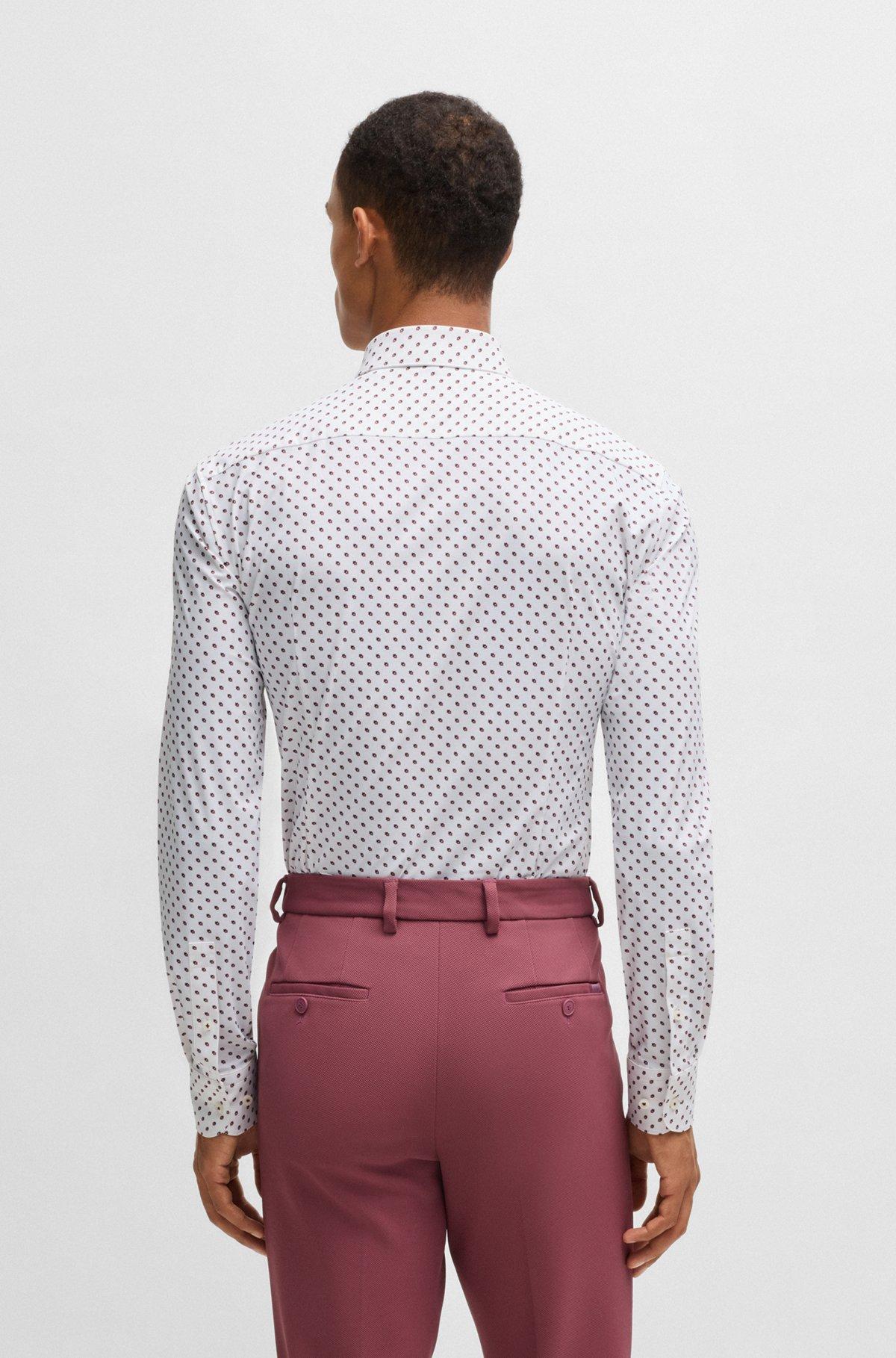 Slim-fit shirt in geometric-print performance-stretch jersey Product Image