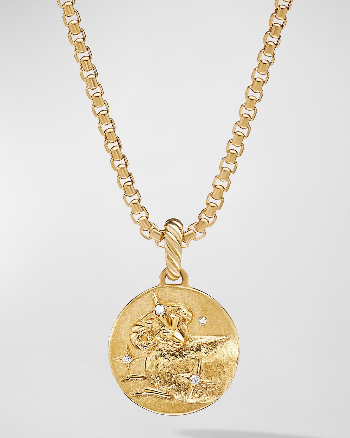 Womens Zodiac Amulet in 18K Yellow Gold with Diamonds Product Image