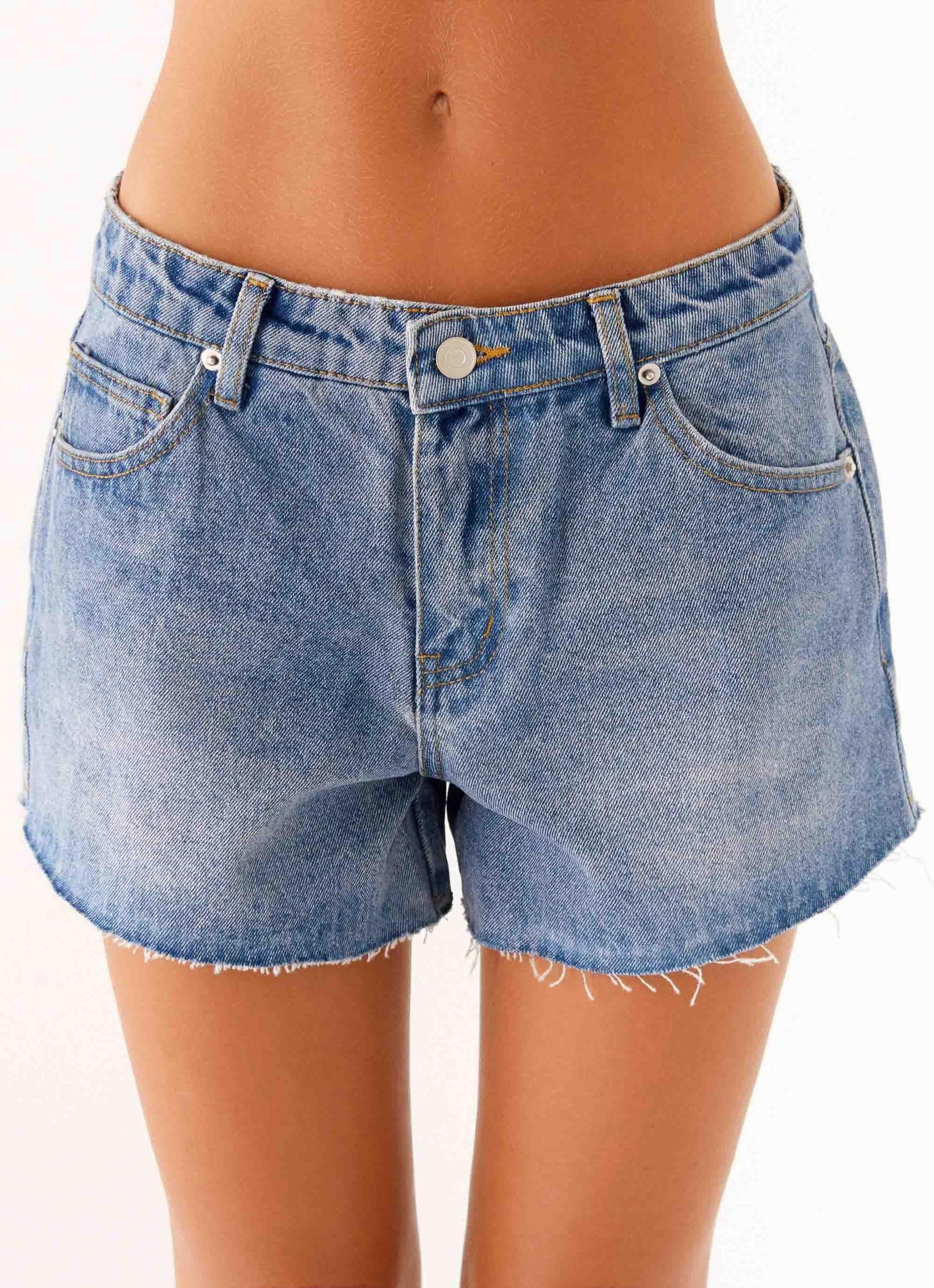 Davie Low Rise Denim Shorts - Blue Product Image