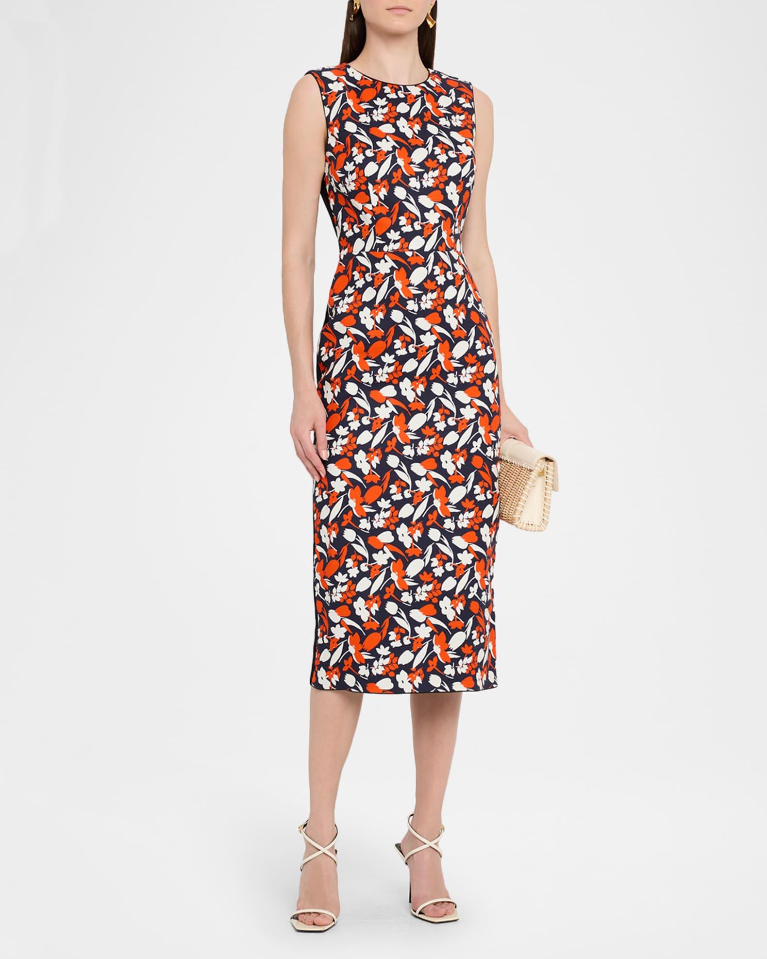 Sleeveless Floral-Print Bodycon Midi Dress Product Image