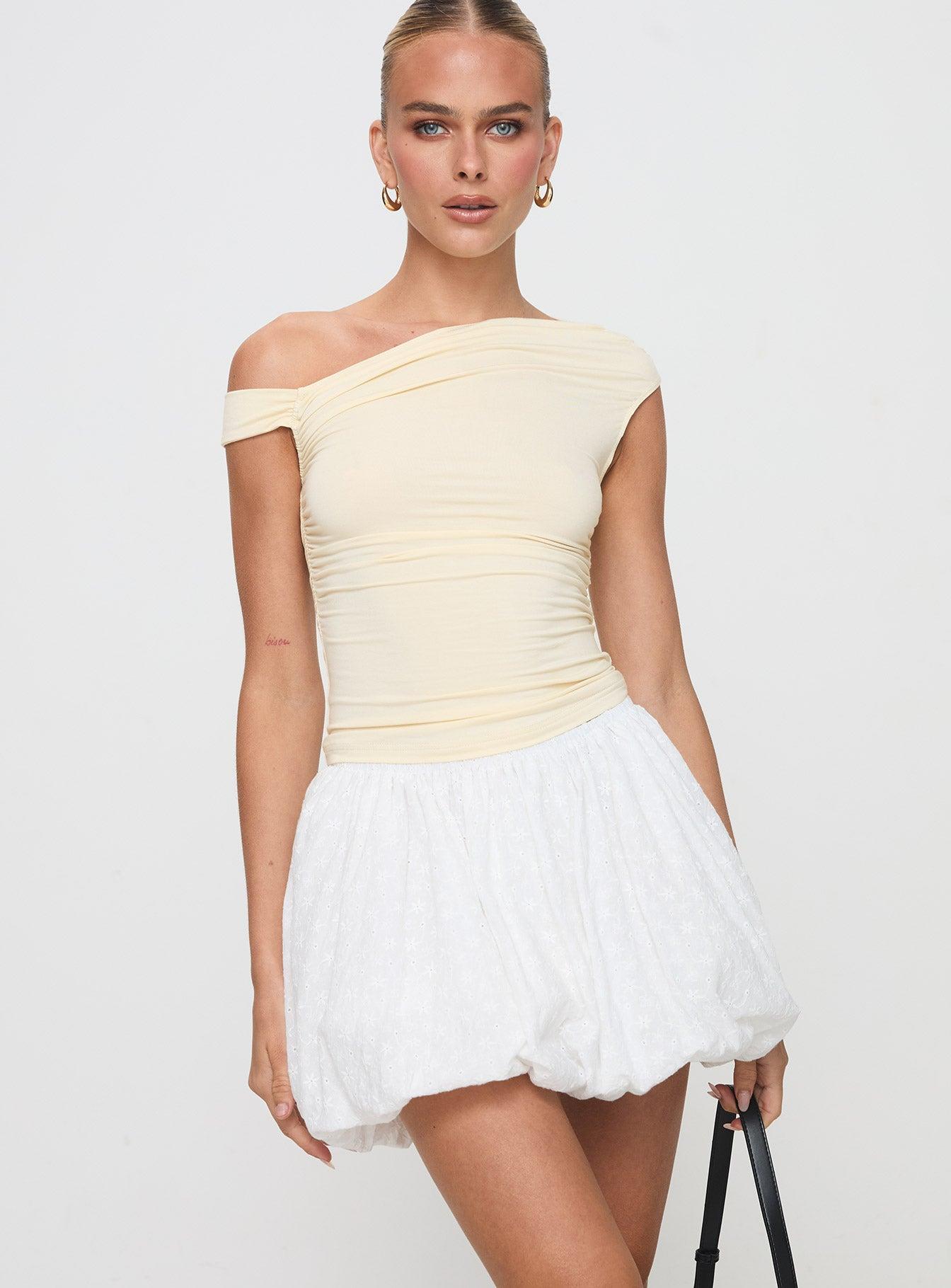 Anglaise Bubble Hem Mini Skirt White Product Image
