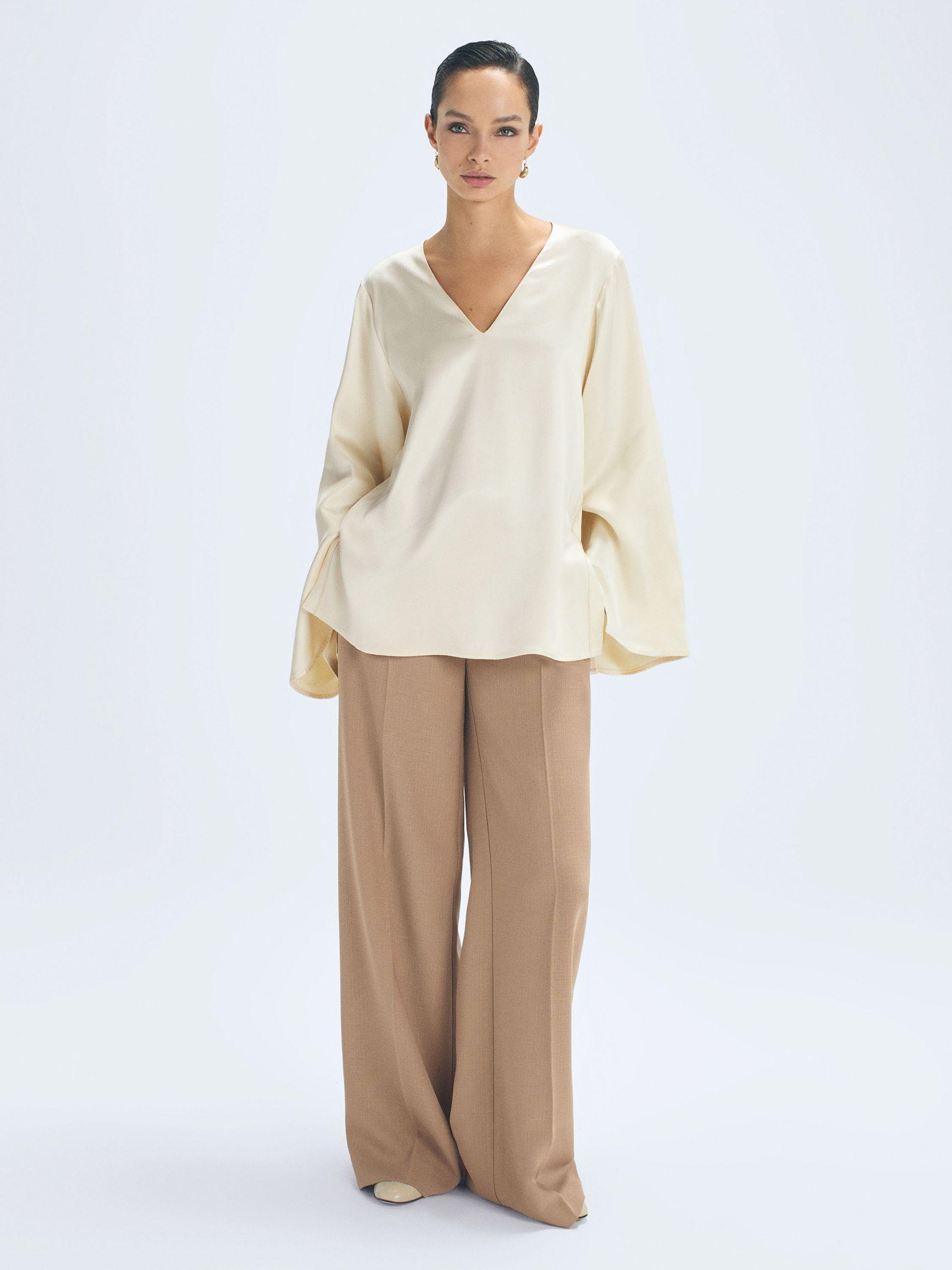 Duchess Satin Split Sleeve Top in Champagne Product Image