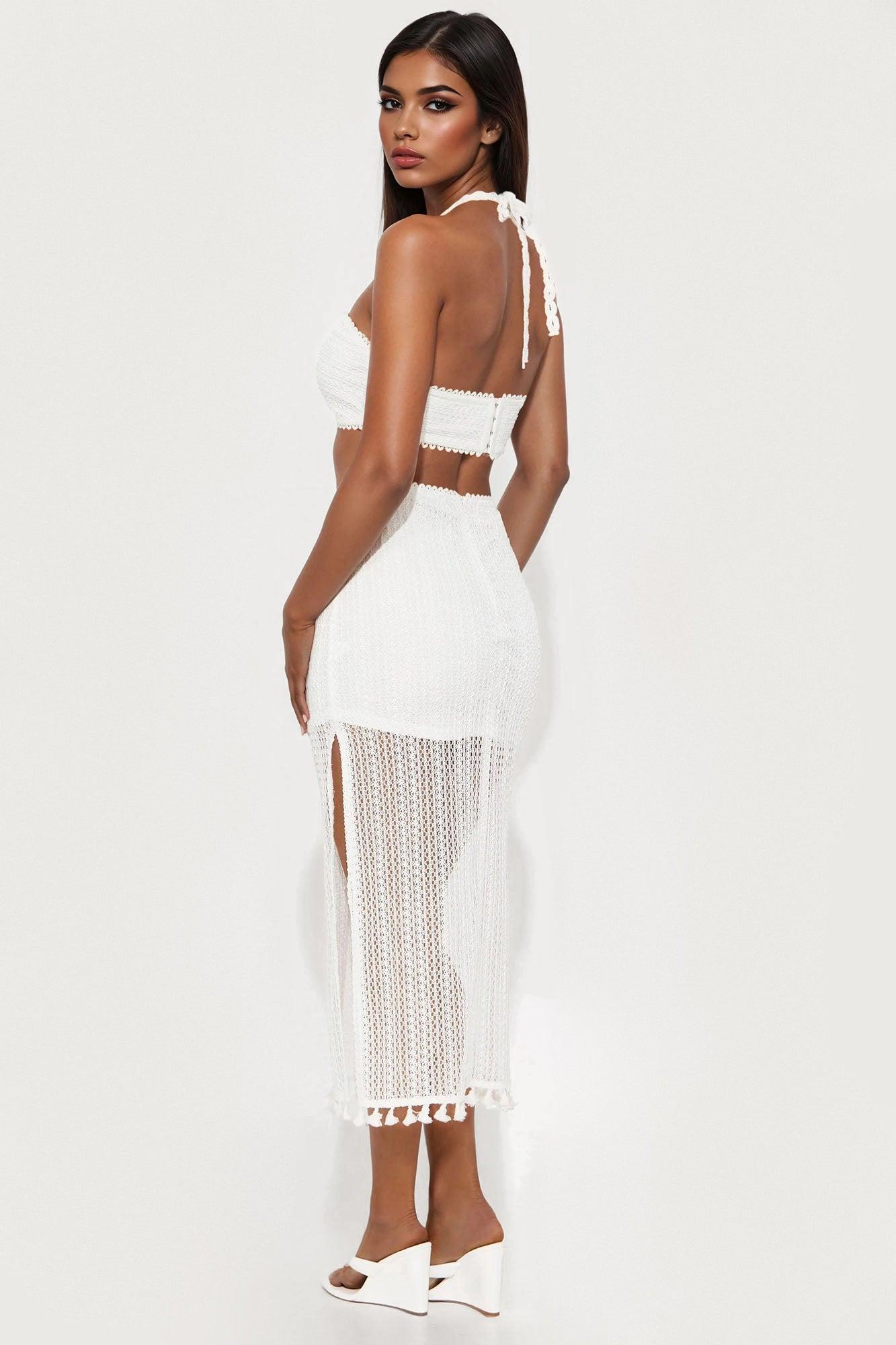 Sylvana Crochet Midi Dress - White Female Product Image
