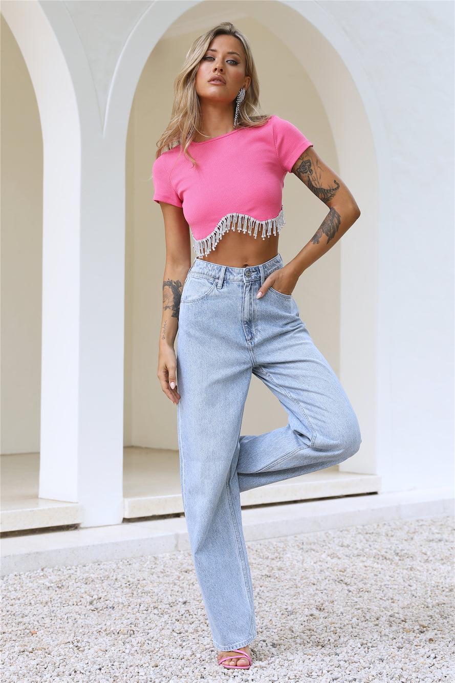 More Sparkle Top Hot Pink Product Image