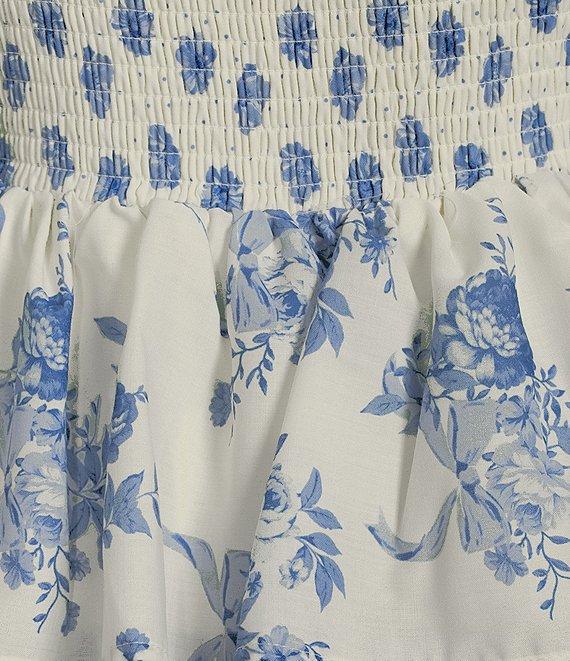 Midnight Doll Printed Tie Strap Smocked Bodice Tiered Mini Dress Product Image