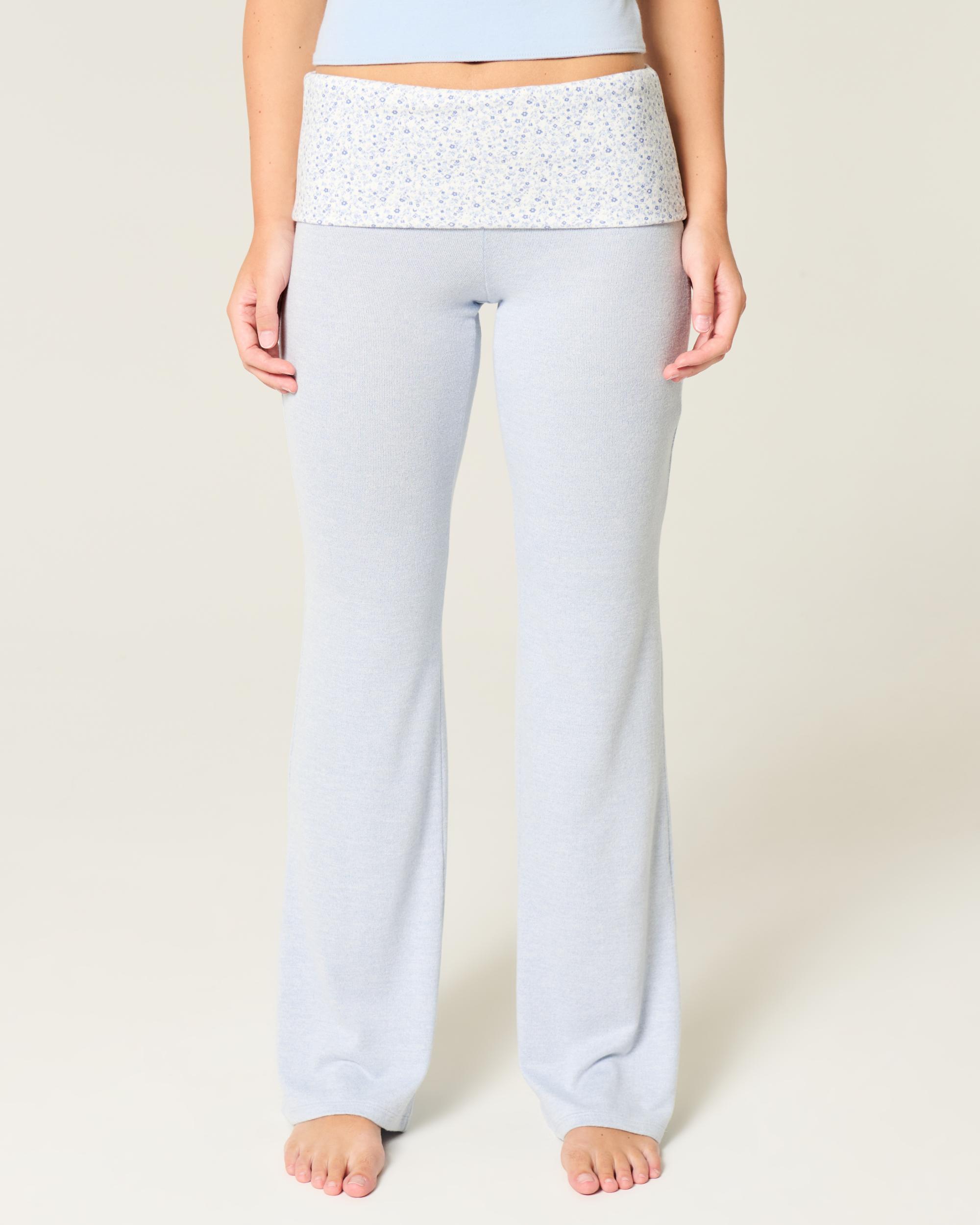 Foldover Waist Knit Flare Pants Product Image