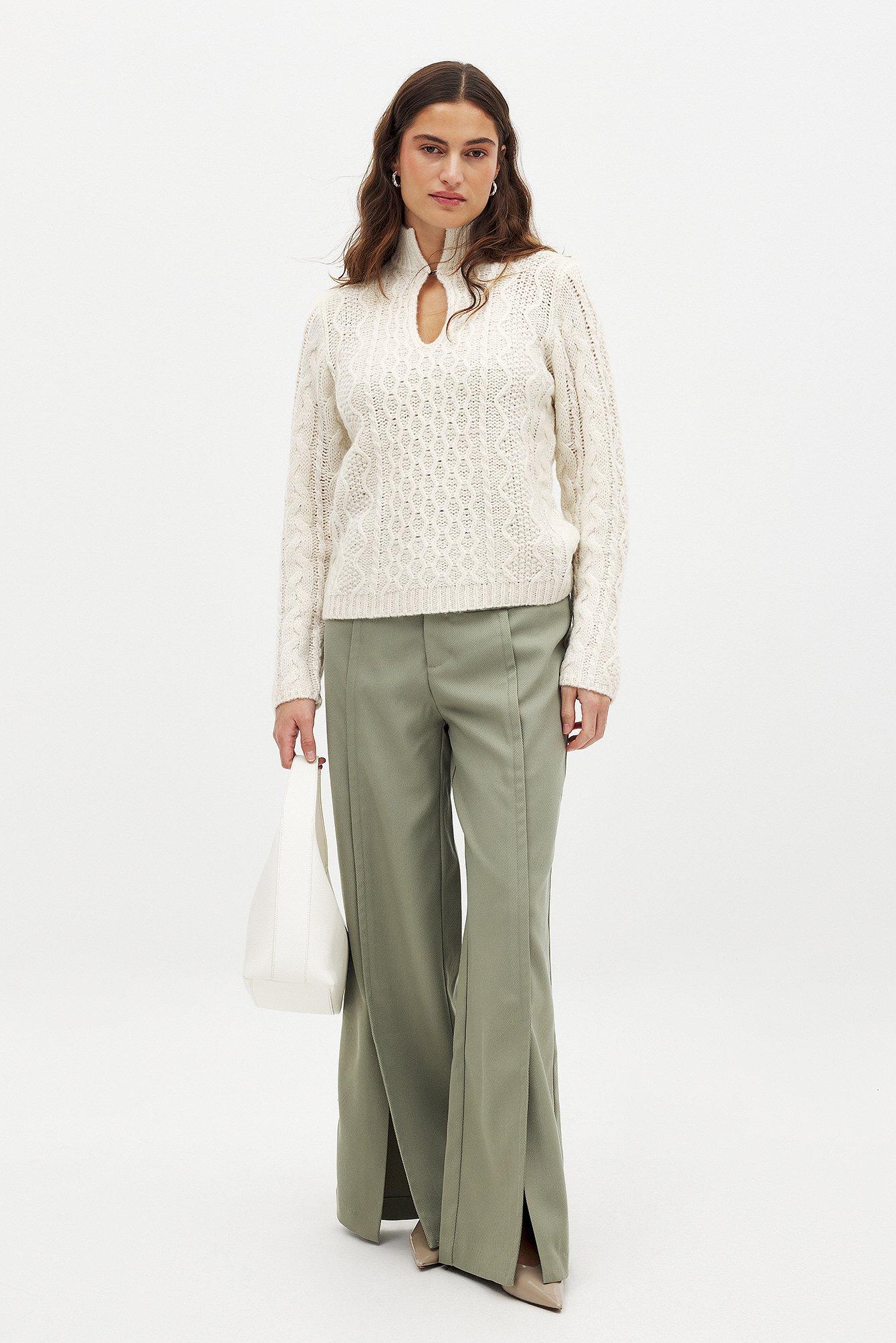 High Waist Slit Suit Trousers Product Image