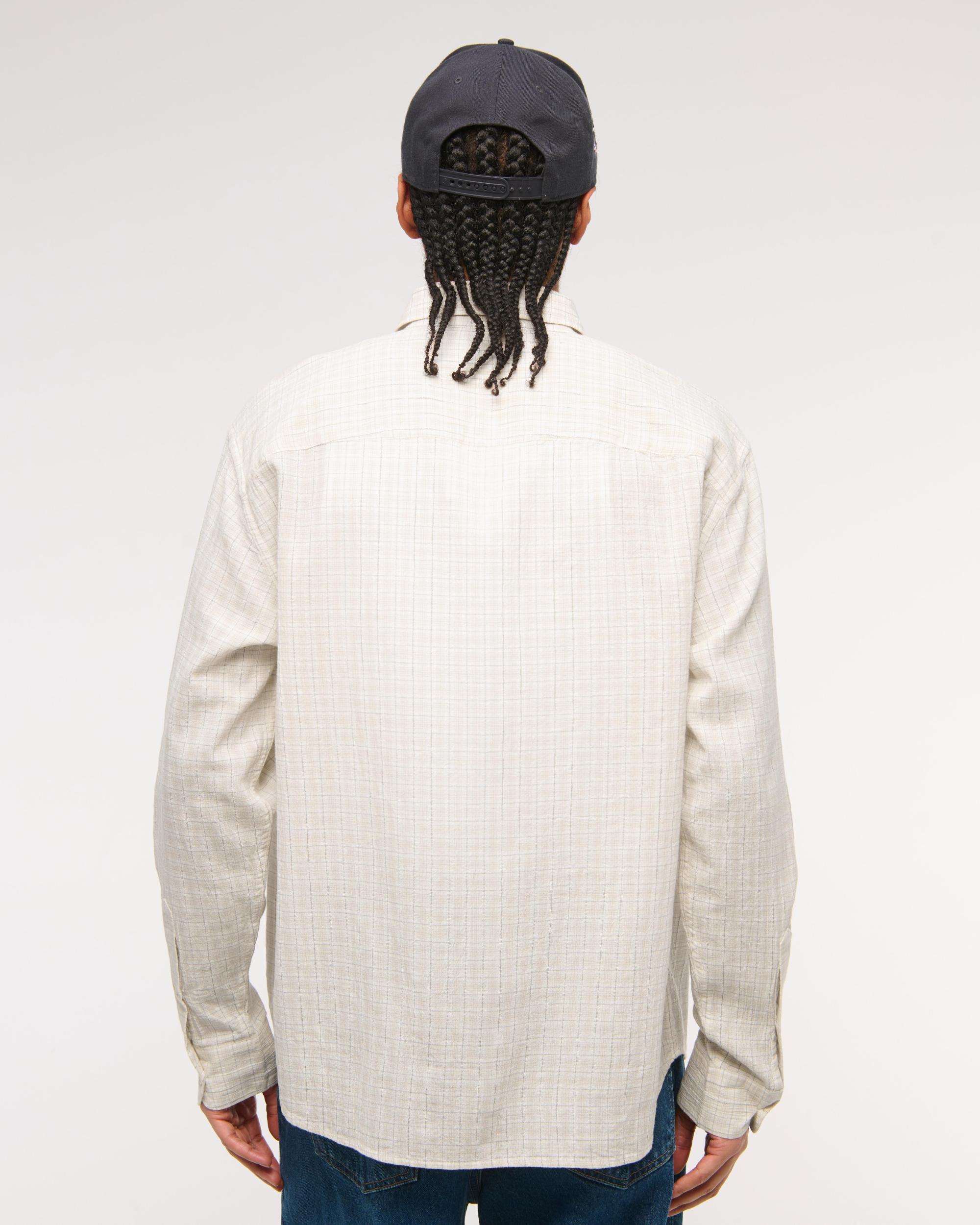 Long-Sleeve Plaid Button-Up Shirt Product Image