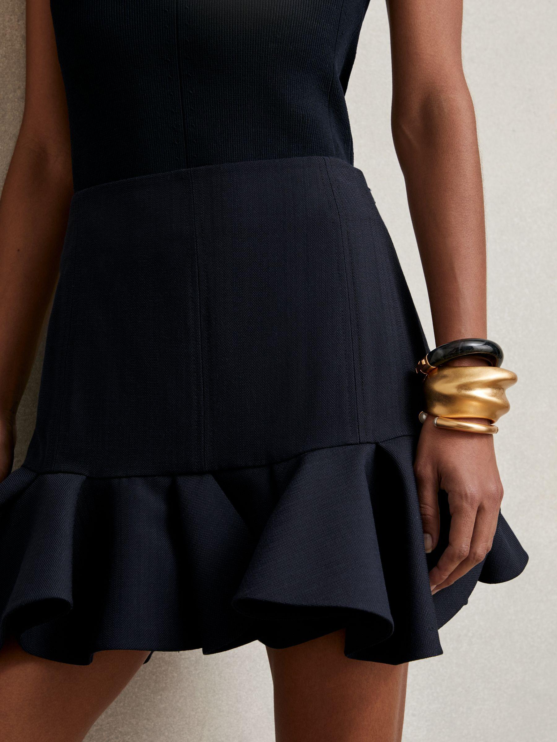 Ruffle-Hem Mini Skirt in Navy Product Image