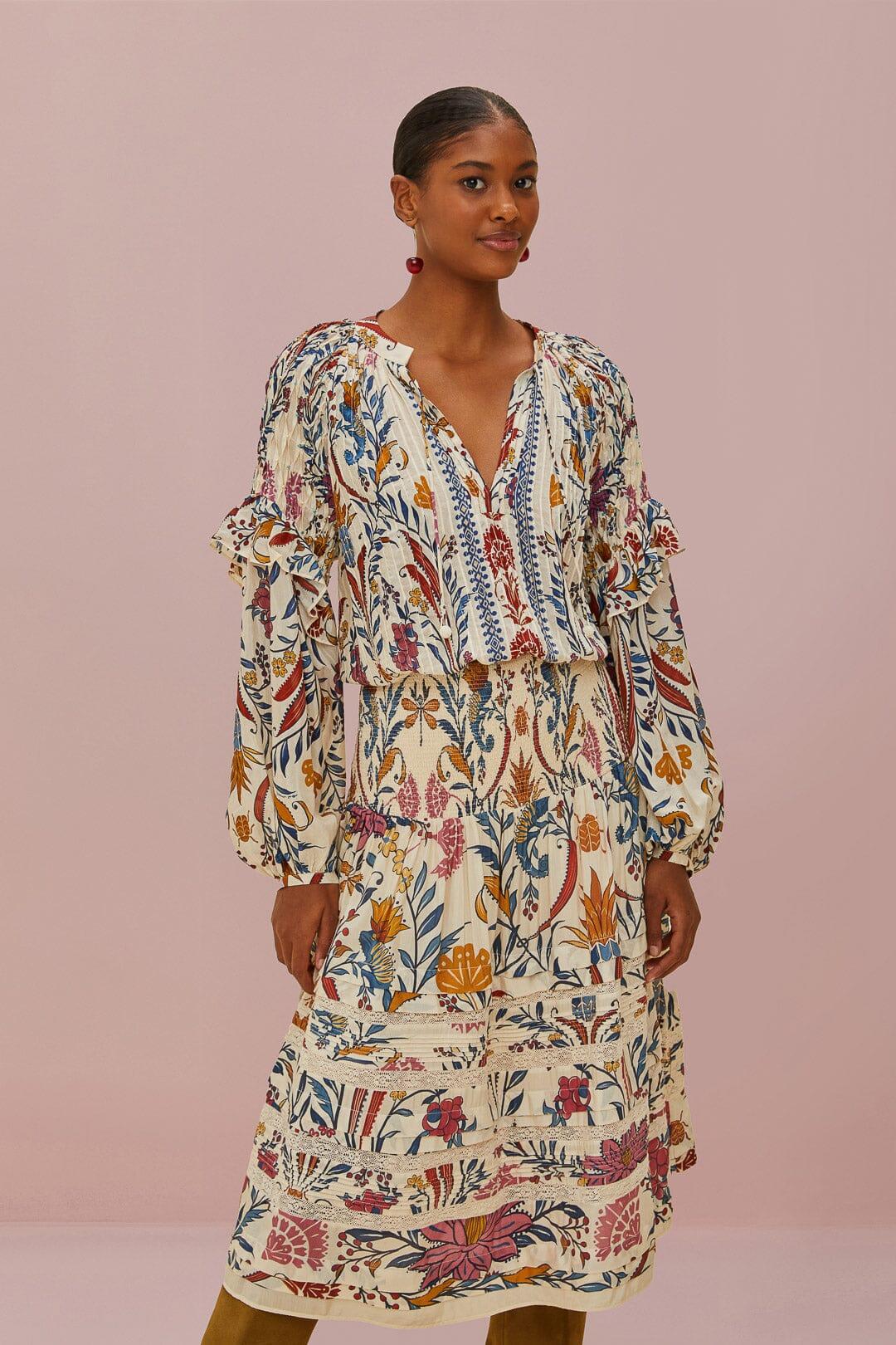 Cream Romantic Lightness Midi Skirt Product Image