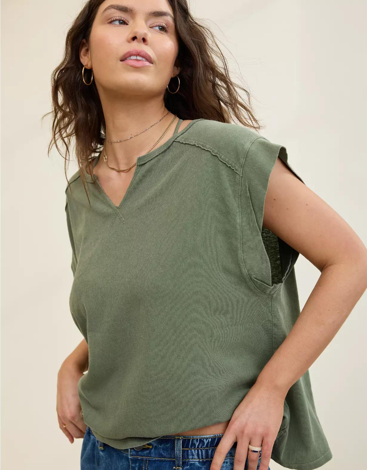 Aerie Summer Breeze Notch Neck T-Shirt Product Image