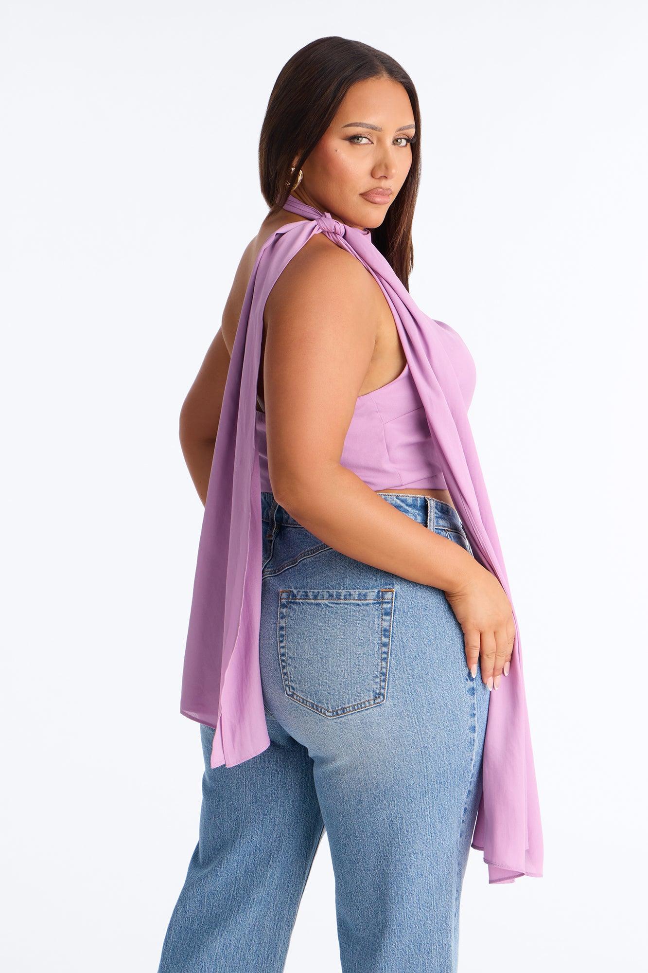First Time Here Neck Scarf Halter Top - Violet Female Product Image