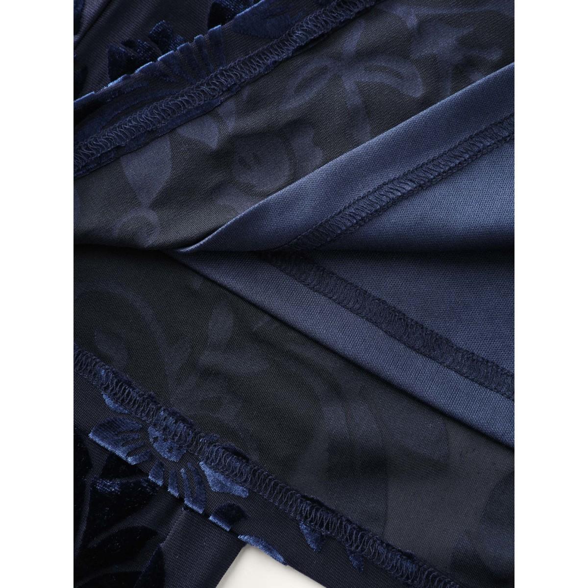 Plus Size Elastic Flocked Stretchy Waist Sheer Pants Women Indigo Timeless Loose Mid Rise Elegant Pants BloomChic 10/M Product Image