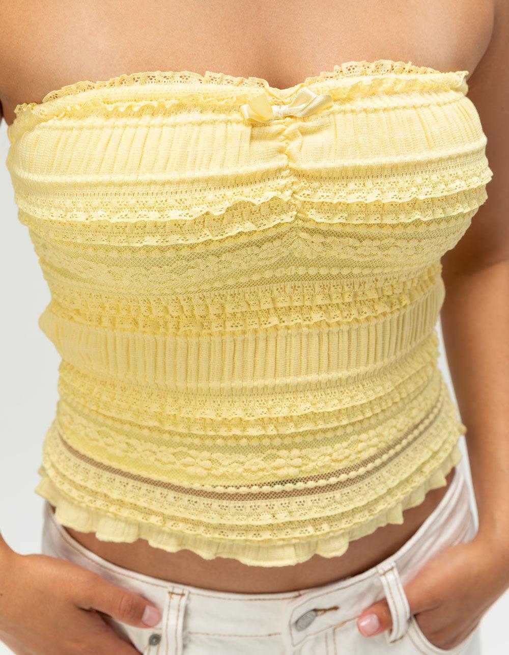 FULL TILT Lace Womens Tube Top - YELLOW Product Image
