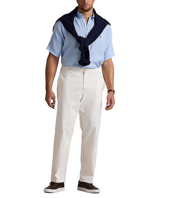 Polo Ralph Lauren Big & Tall Solid Linen Short Sleeve Woven Shirt Product Image