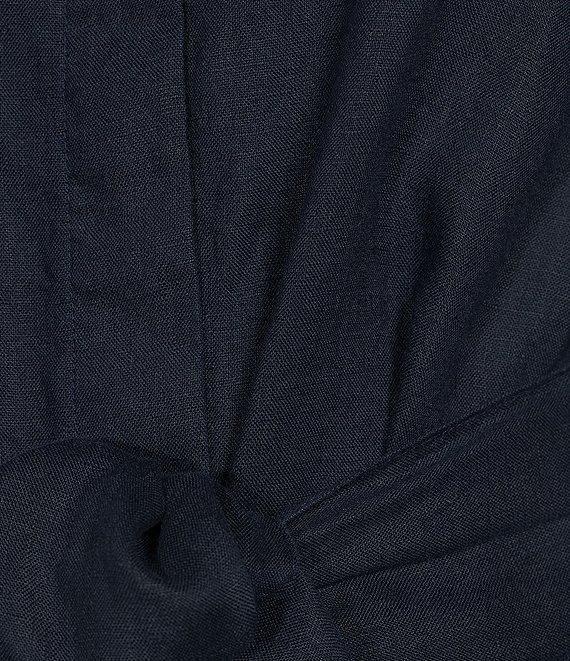 J.McLaughlin Orla Linen Notch Collar Long Sleeve Tie Front Button Down Dress Product Image