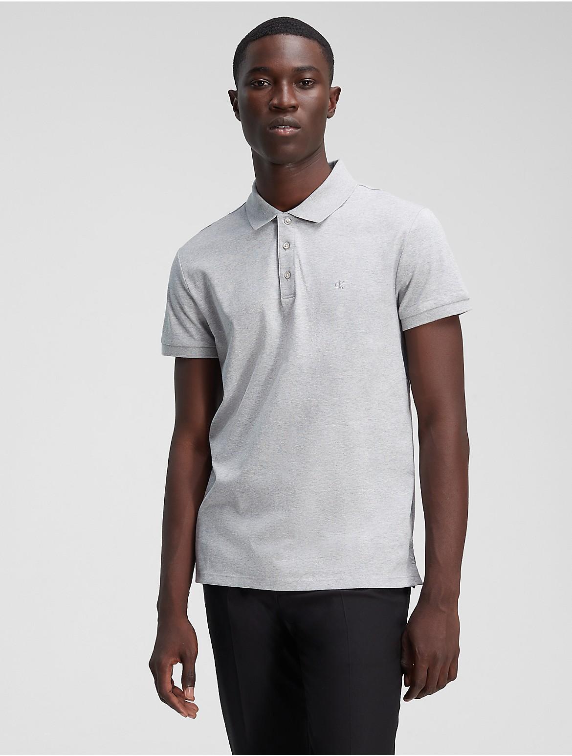 Calvin Klein Mens Slim Smooth Cotton Polo Shirt - Grey Product Image