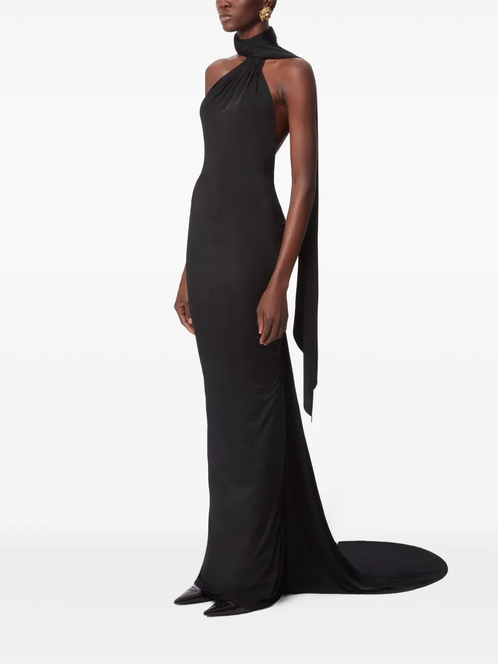 scarf-detailing halterneck maxi dress Product Image