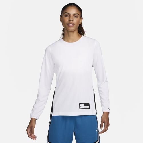 Nike Womens Nike Dri-Fit L/S Pregame Top - Womens Black/White/Black Product Image