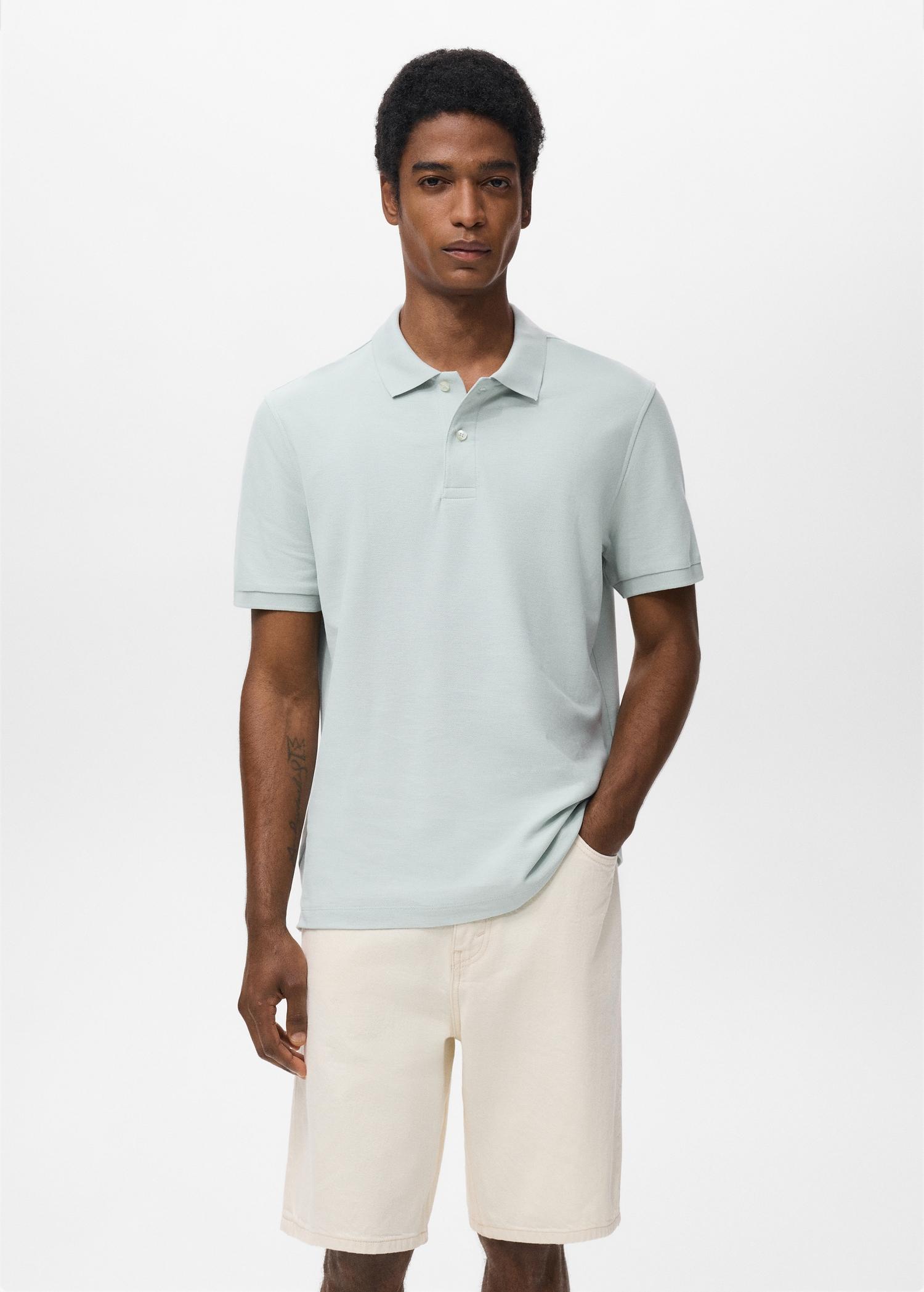 Regular-fit cotton piqué polo shirt - Men | MANGO USA Product Image