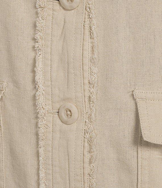 Westbound Petite Size Linen-Blend Long Sleeve Button Front Jacket Product Image