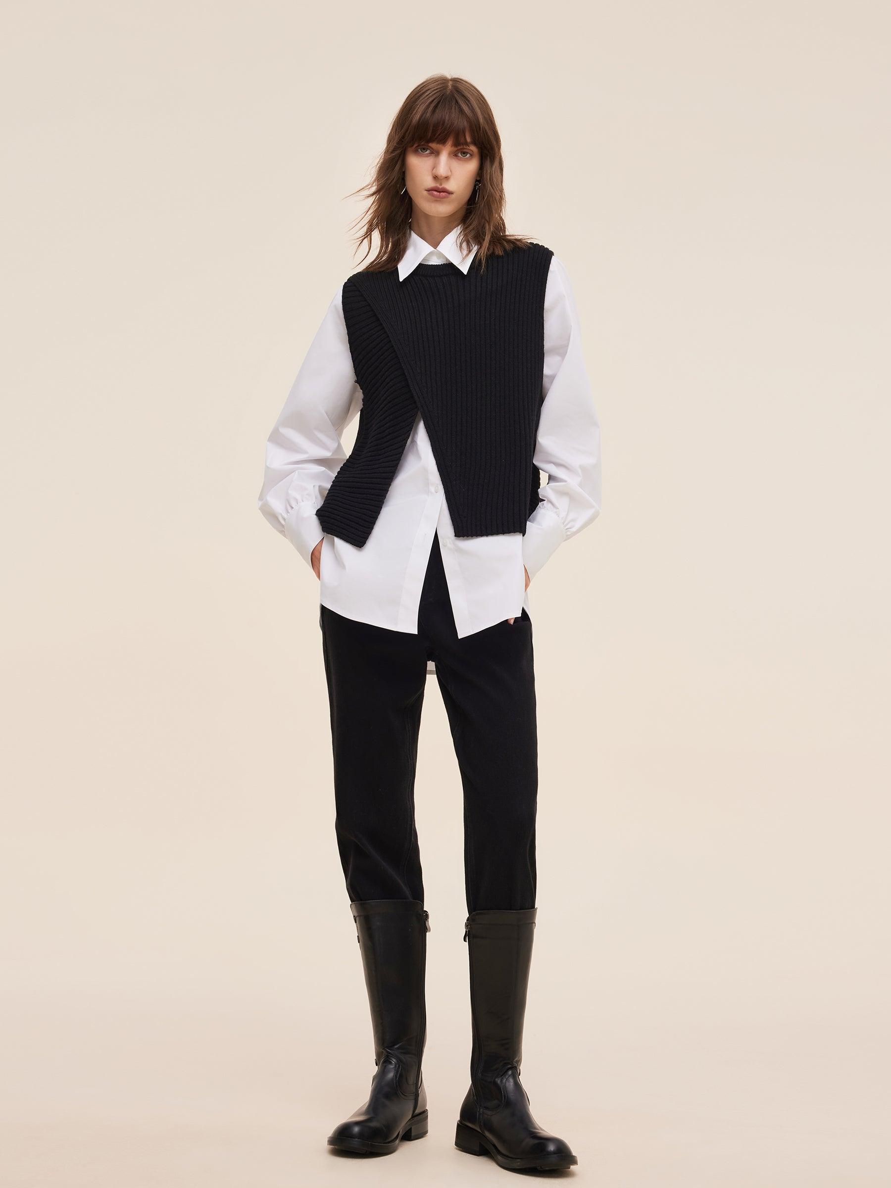 Knit Tank Top And Long Sleeve Shirt Two-Piece Set Product Image