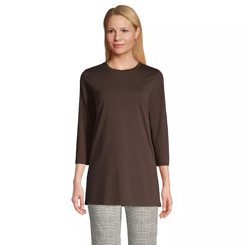 Petite Lands' End 3/4-Sleeve Supima Cotton Crewneck Tunic, Women's,  Product Image