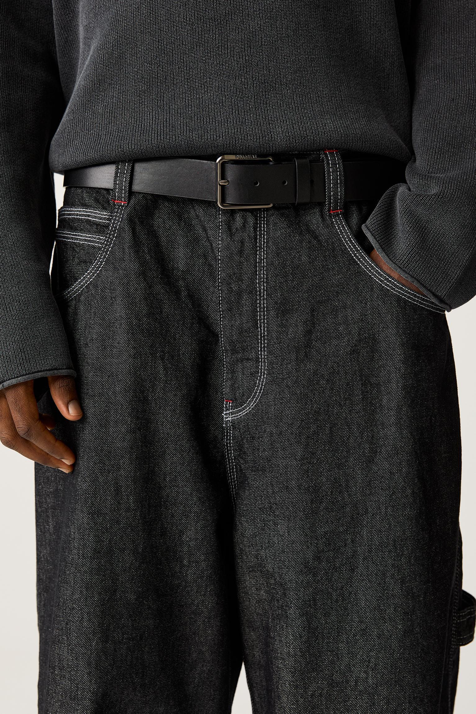 Black faux leather belt Product Image