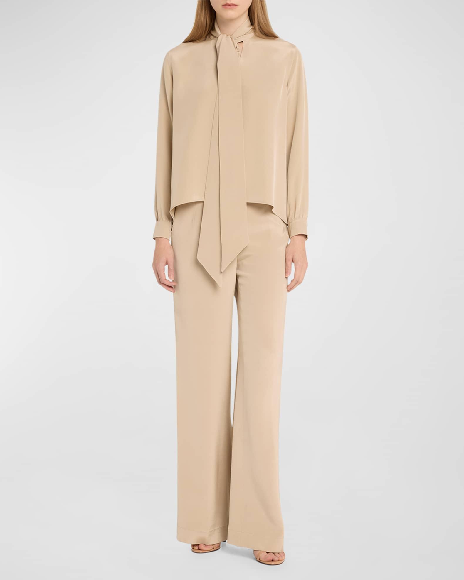 Fawn Wide-Leg Silk Trousers Product Image
