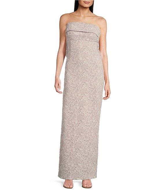 Alex Marie Rhonda Metallic Jacquard Sleeveless Bow Gown Product Image