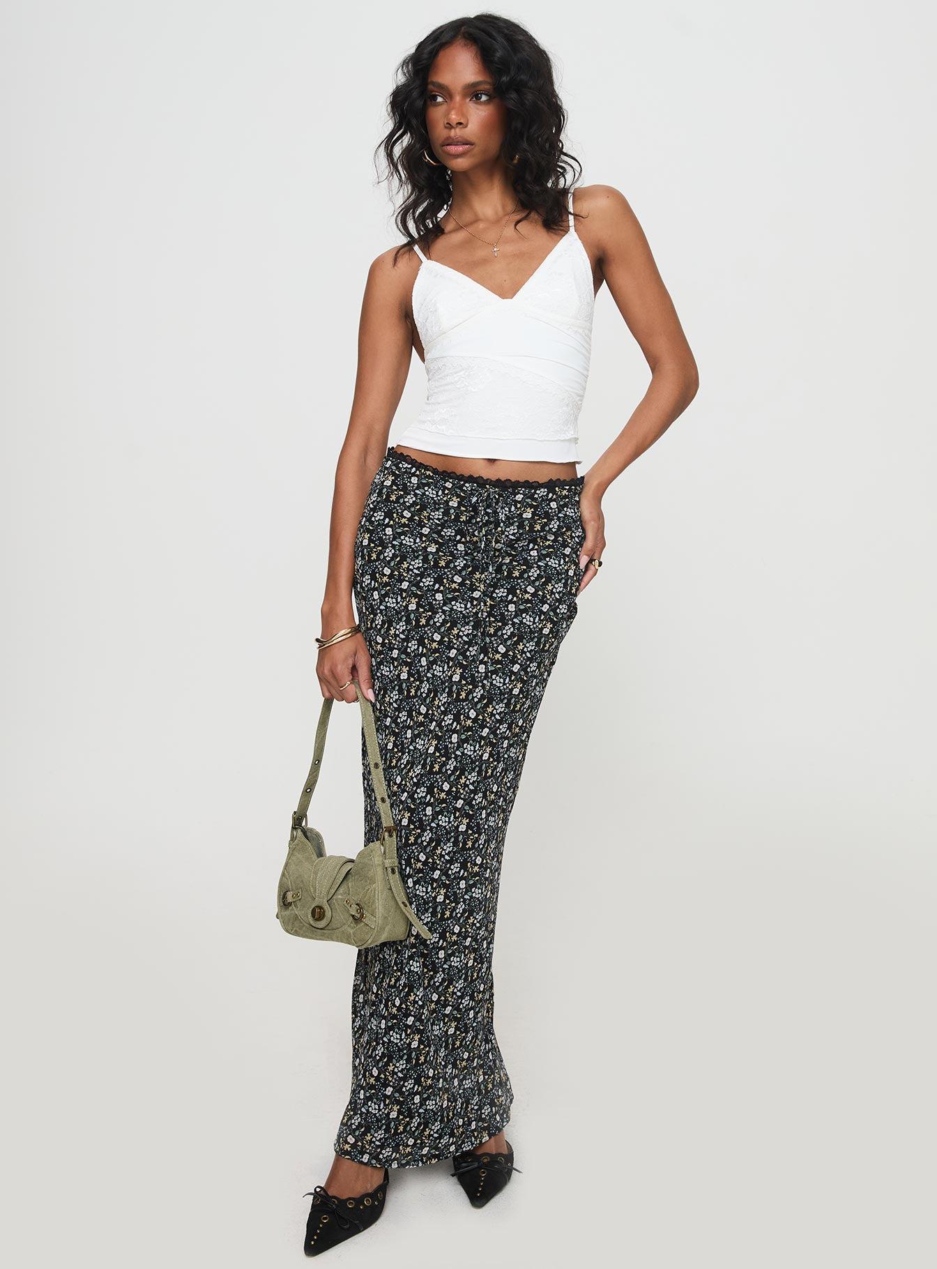 Emily Maxi Skirt Blue / Black Floral Product Image