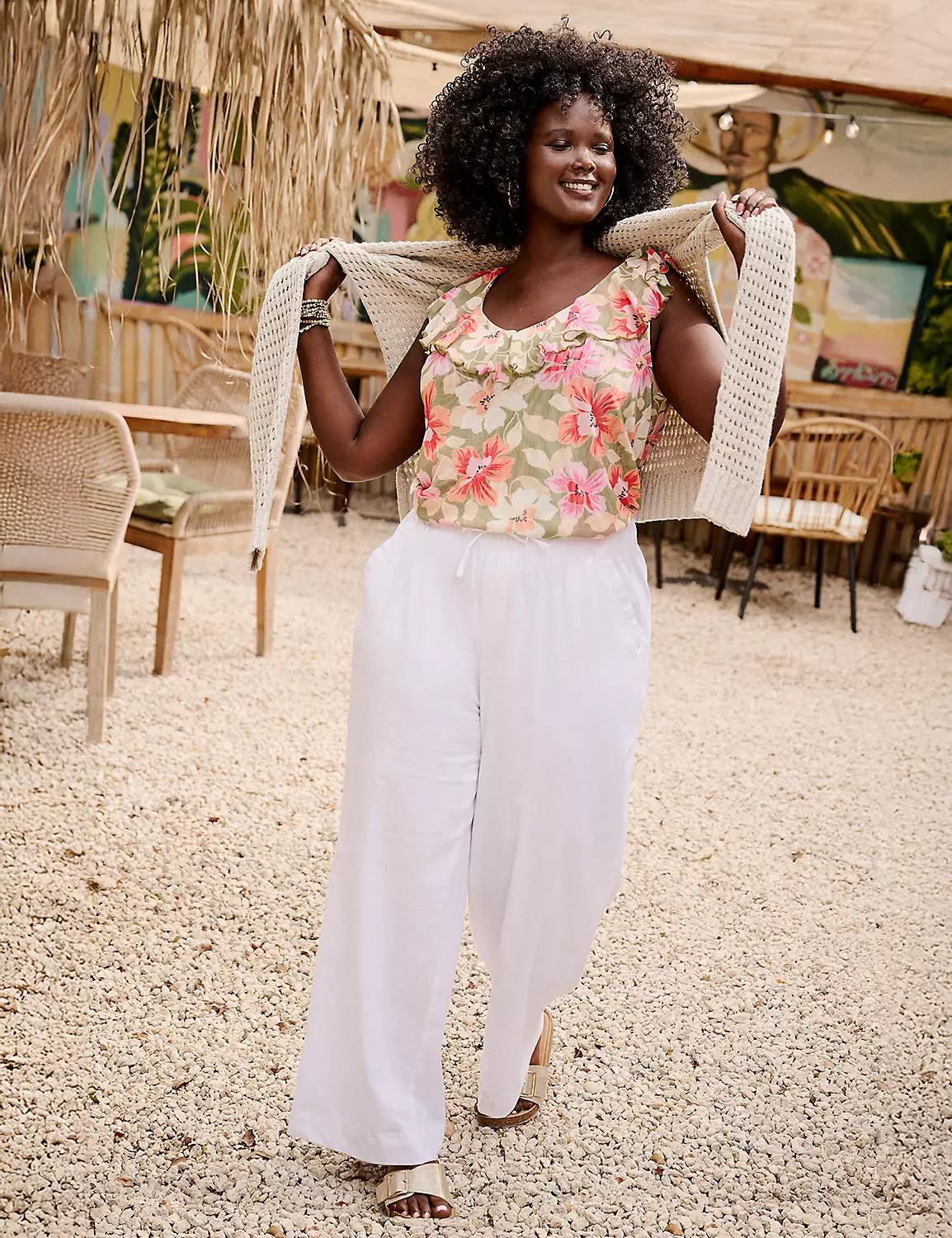 Linen Wide Leg Pant - New Sandal Length Product Image