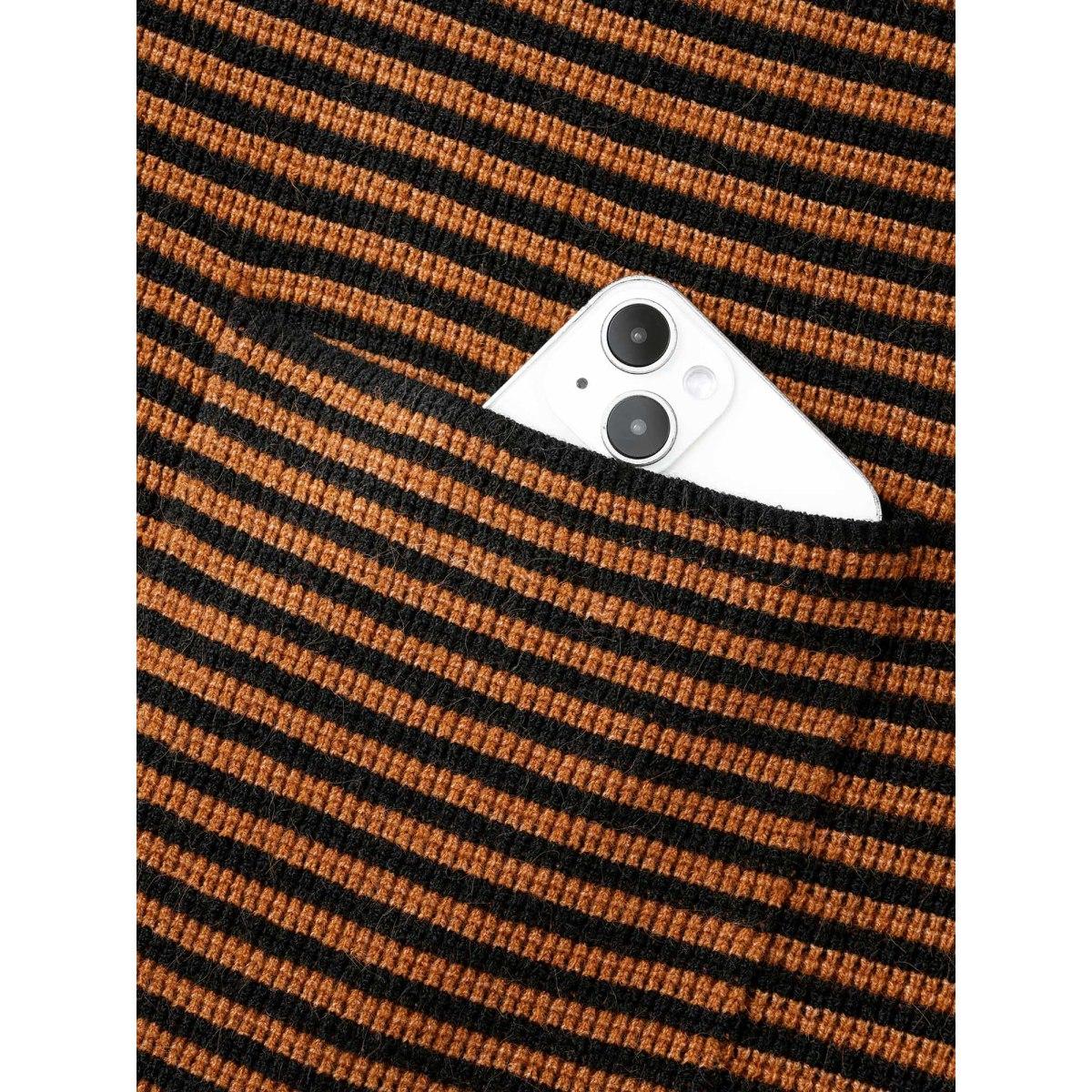 Plus Size Halloween Striped Ribbed Cardigan OrangeRed Women Casual Loose Long Sleeve Everyday Cardigans BloomChic 12/L Product Image