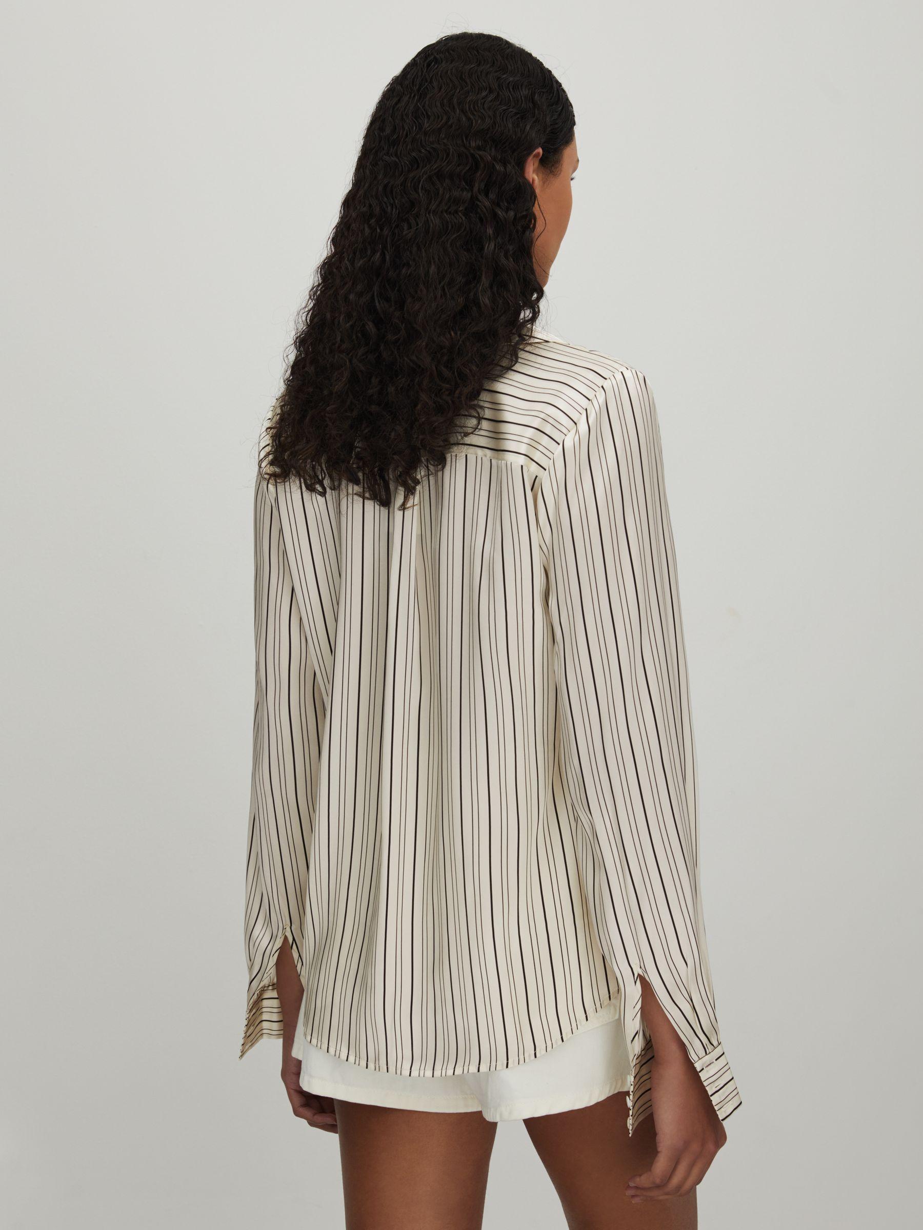 Paige Capriana Silk Striped Shirt in White/Black Product Image