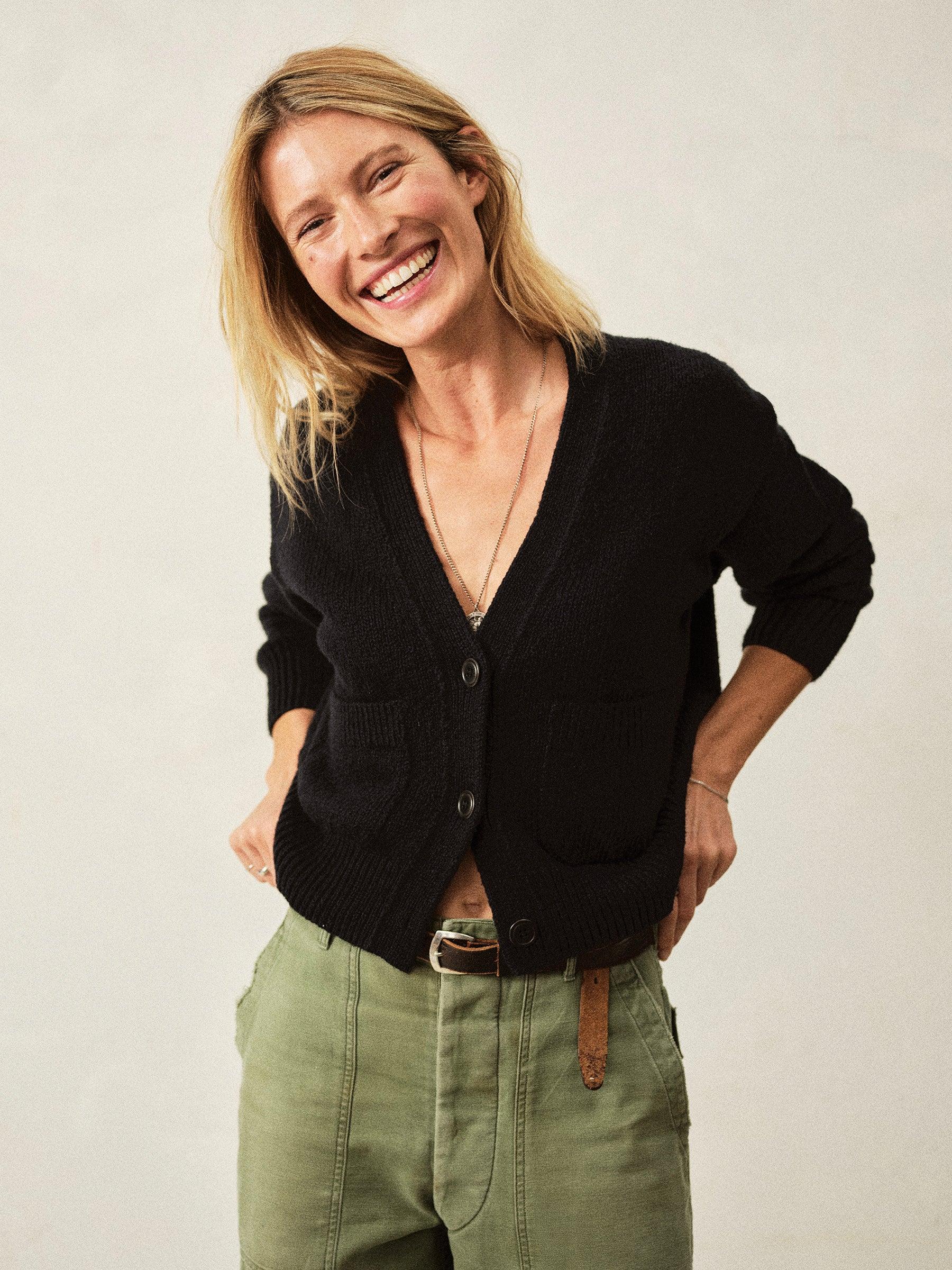 Deep Night Soft Spun Cotton Boxy Cardigan Product Image