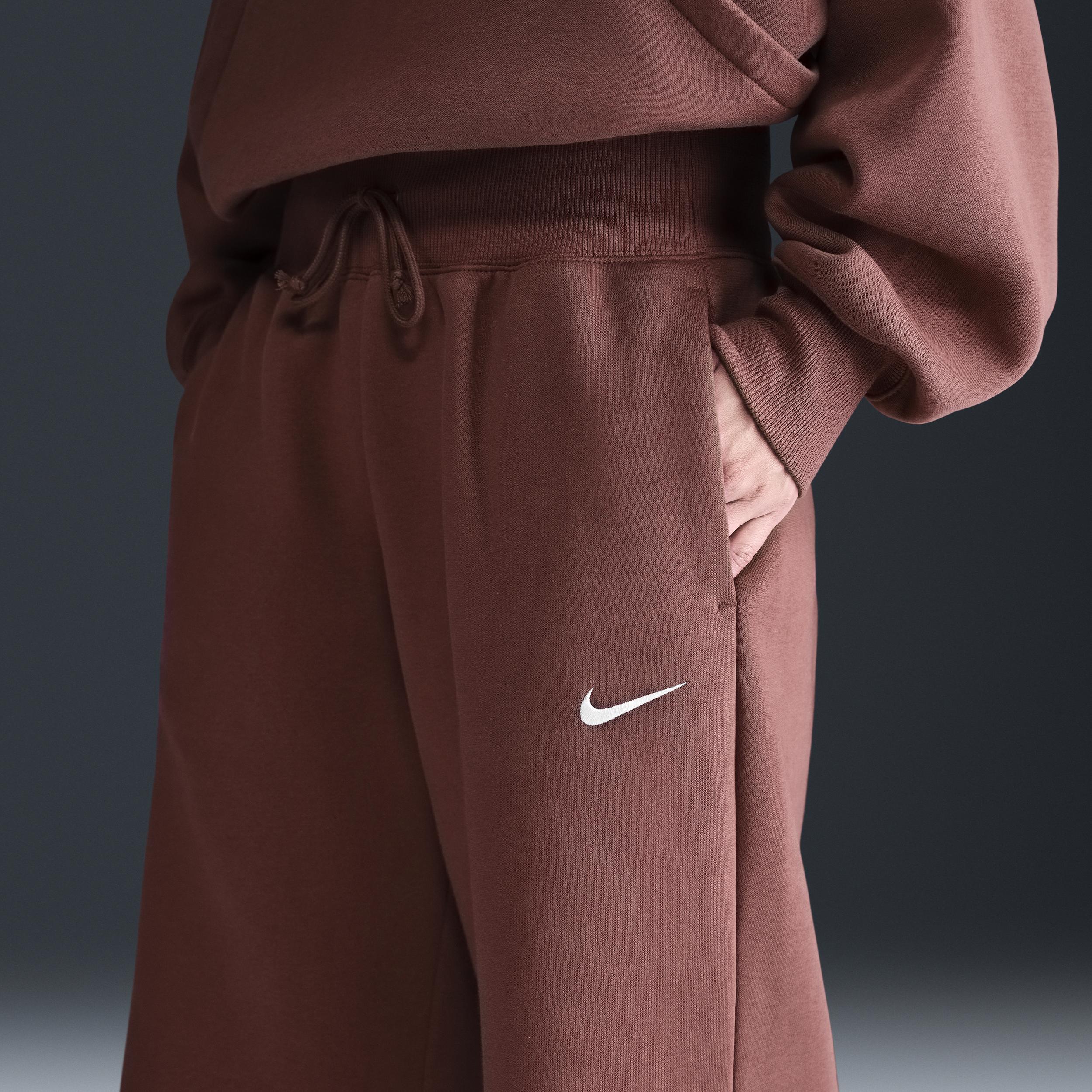 Nike Womens Nike Phoenix High Rise Wide Pants - Womens Red Sepia/Sail Product Image