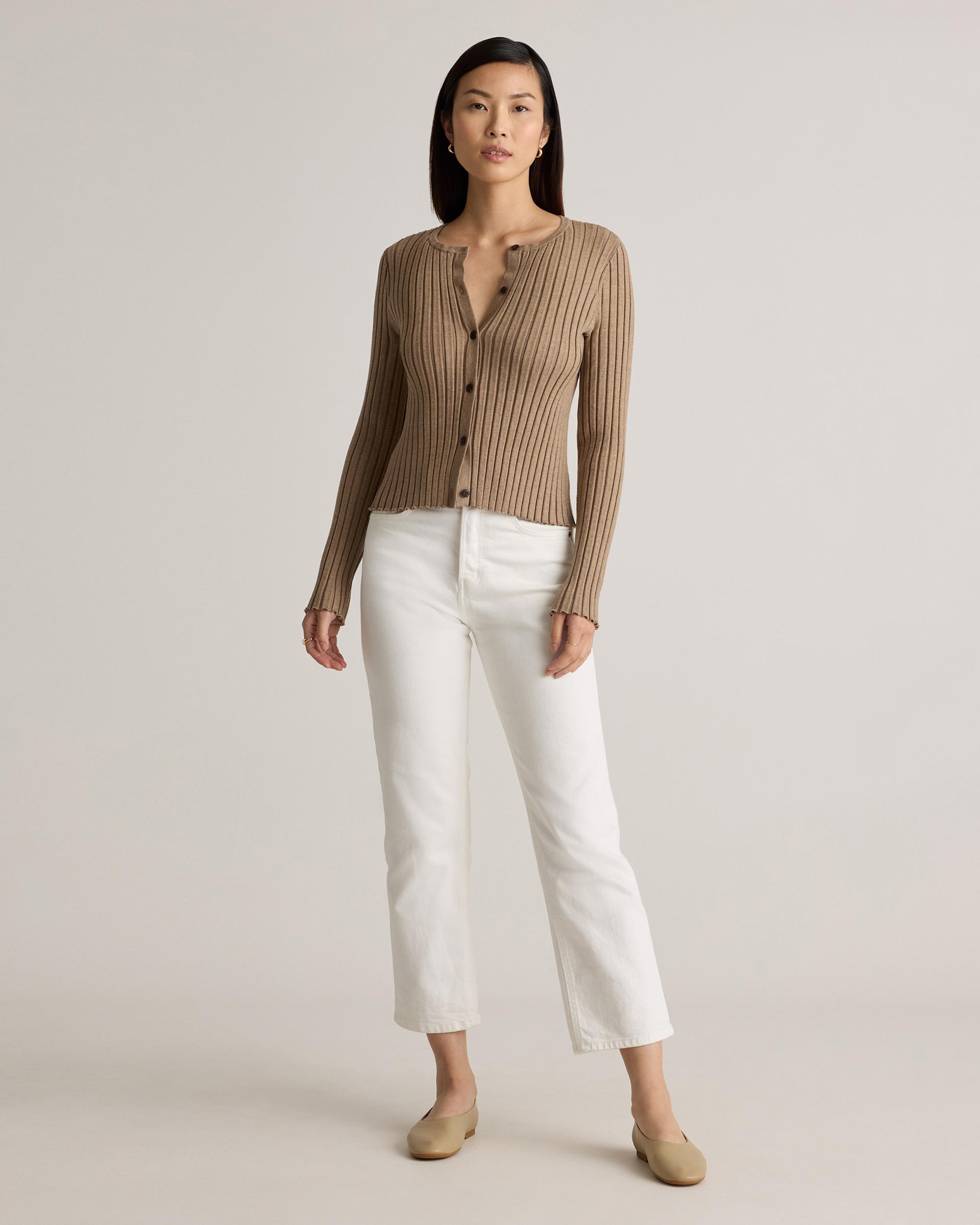 Quince | Women's Eco-Knit Cropped Rib Cardigan Sweater Product Image