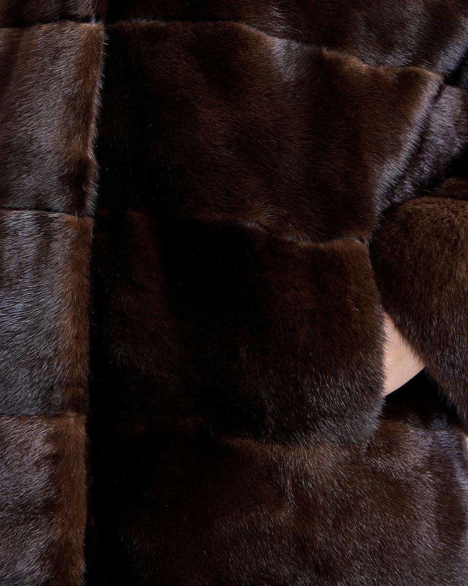 Horizontal Hooded Mink Coat Product Image