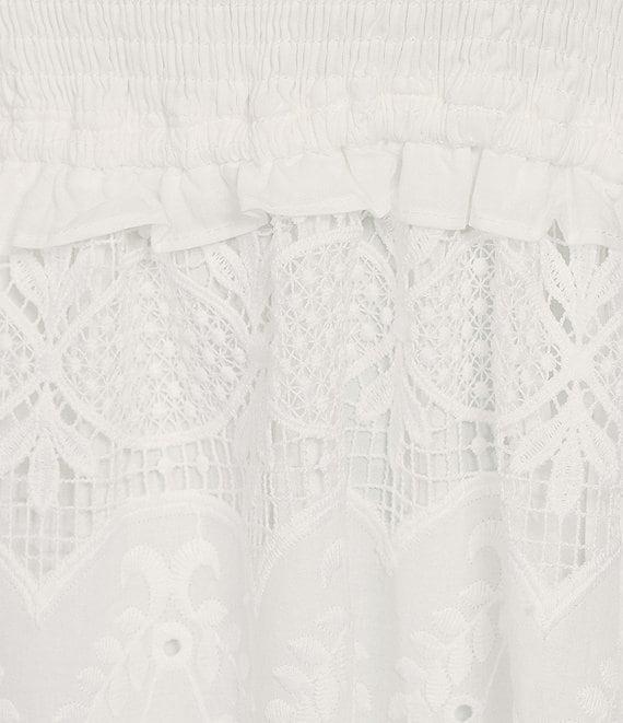 Skies Are Blue Plus Size Smocked Top Broderie Anglaise Midi Dress Product Image