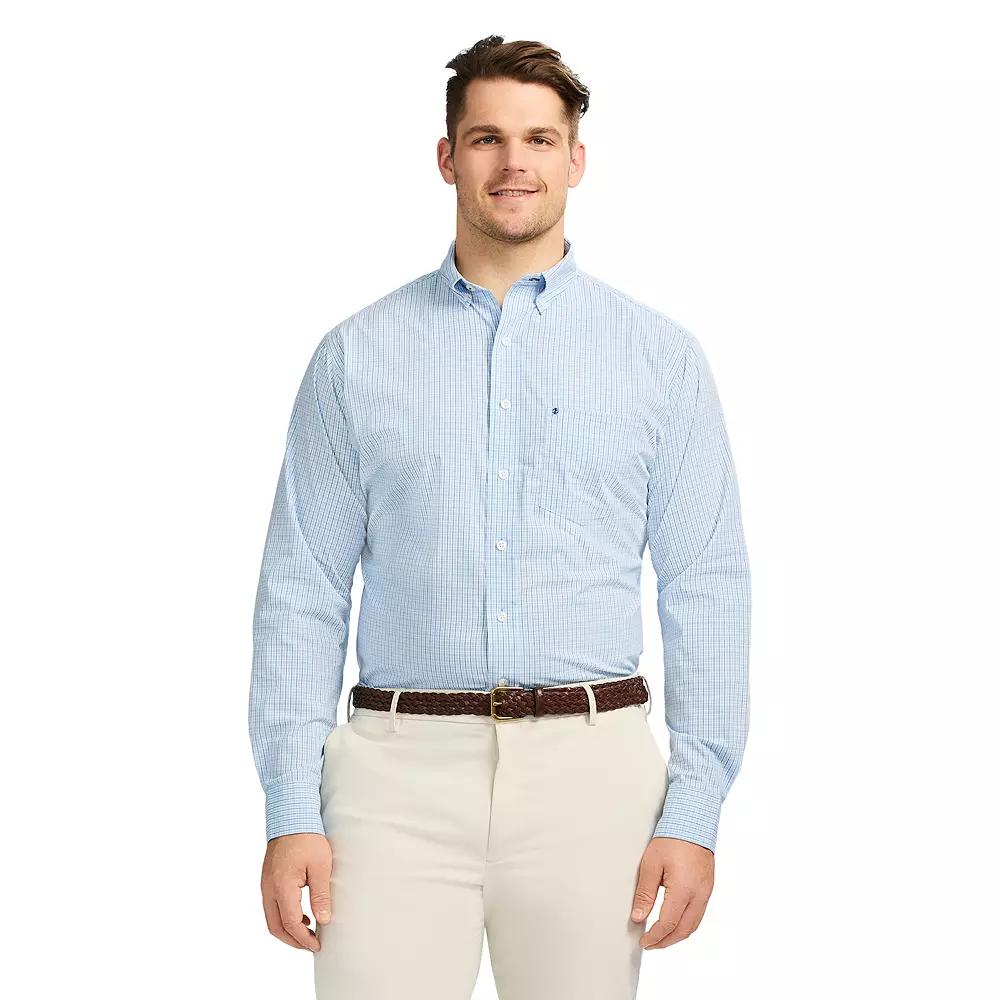 Big & Tall IZOD Performance Comfort Long Sleeve Button Down Shirt, Men's, Size: Large Tall, Placid Blue Product Image