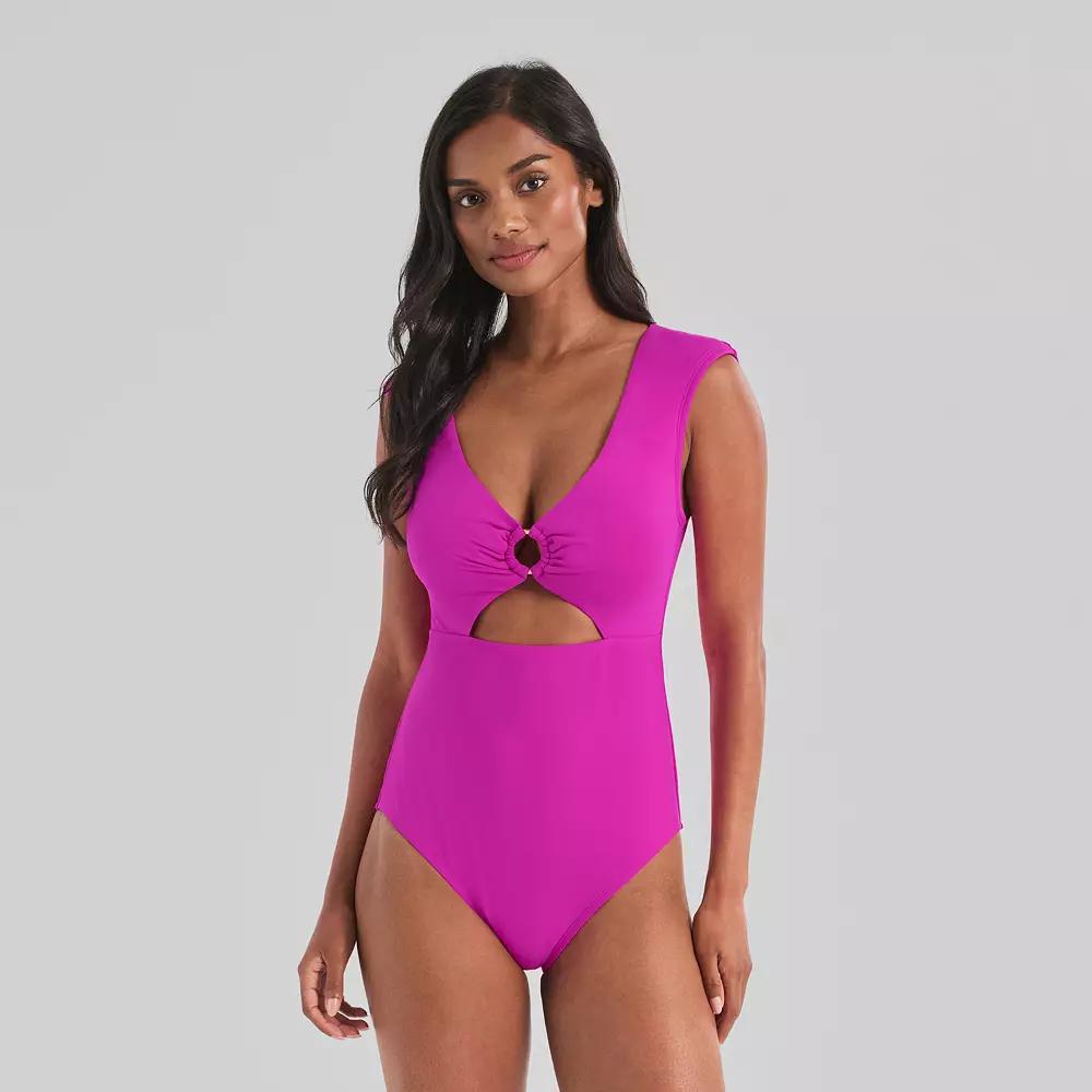 Women's Freshwater Cap Sleeve Cut-Out One-Piece Swimsuit,  Product Image