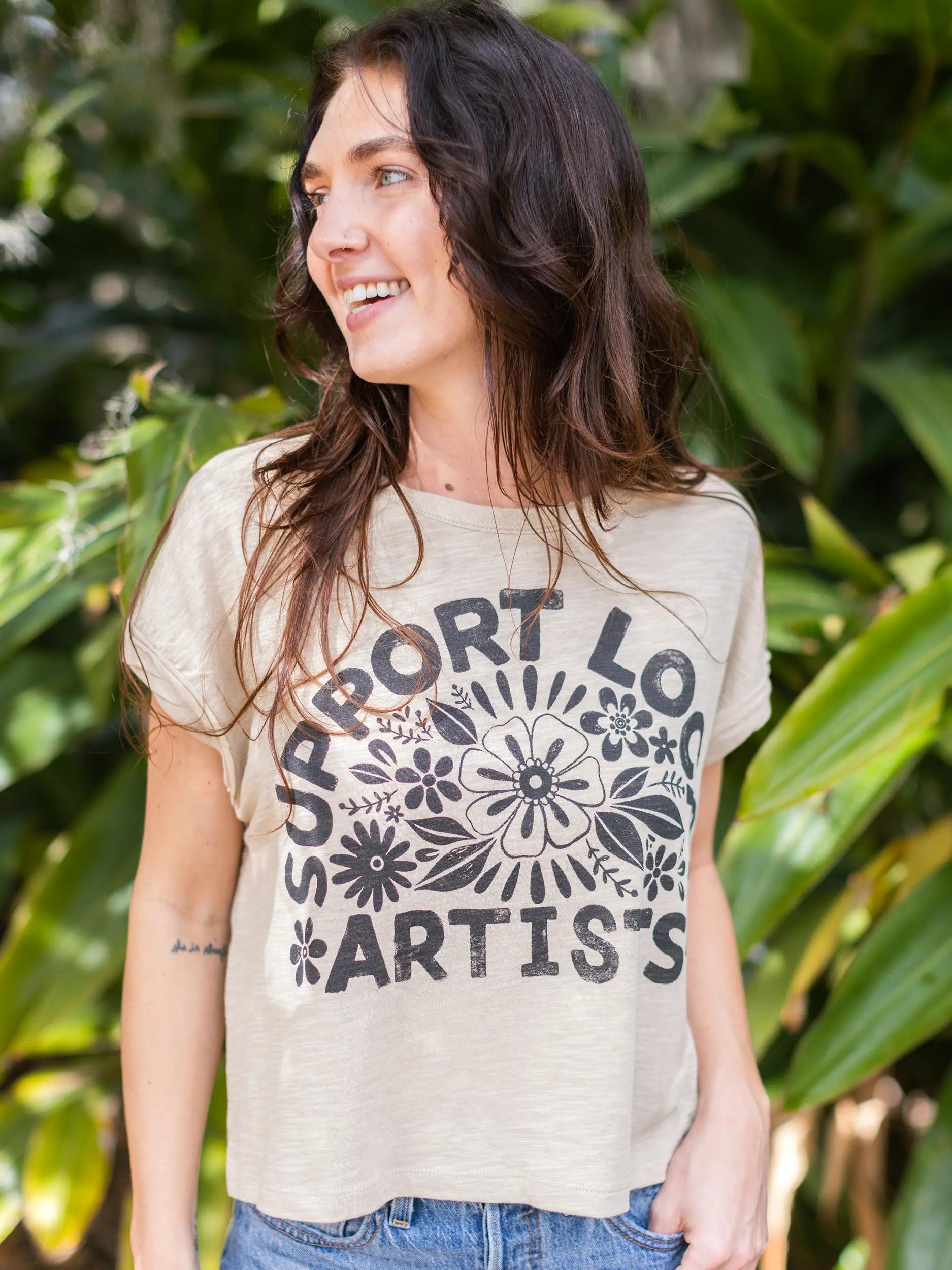 Frankie Cotton Boxy Tee Shirt - Support Local Artists Product Image