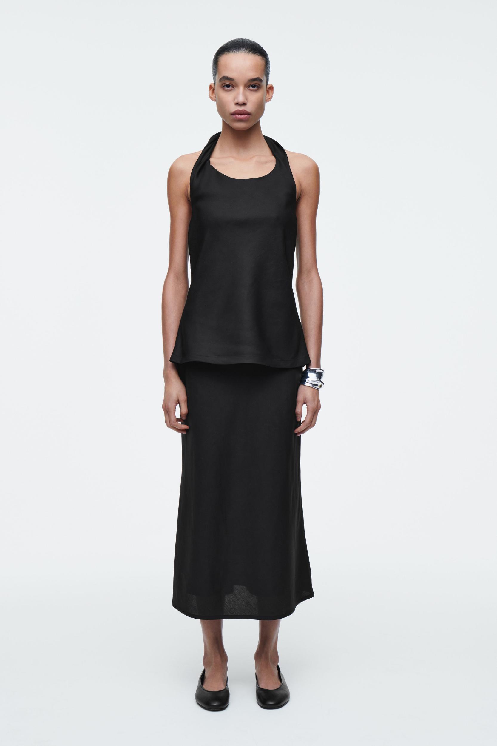 TWIST-DETAIL LINEN-BLEND TOP Product Image