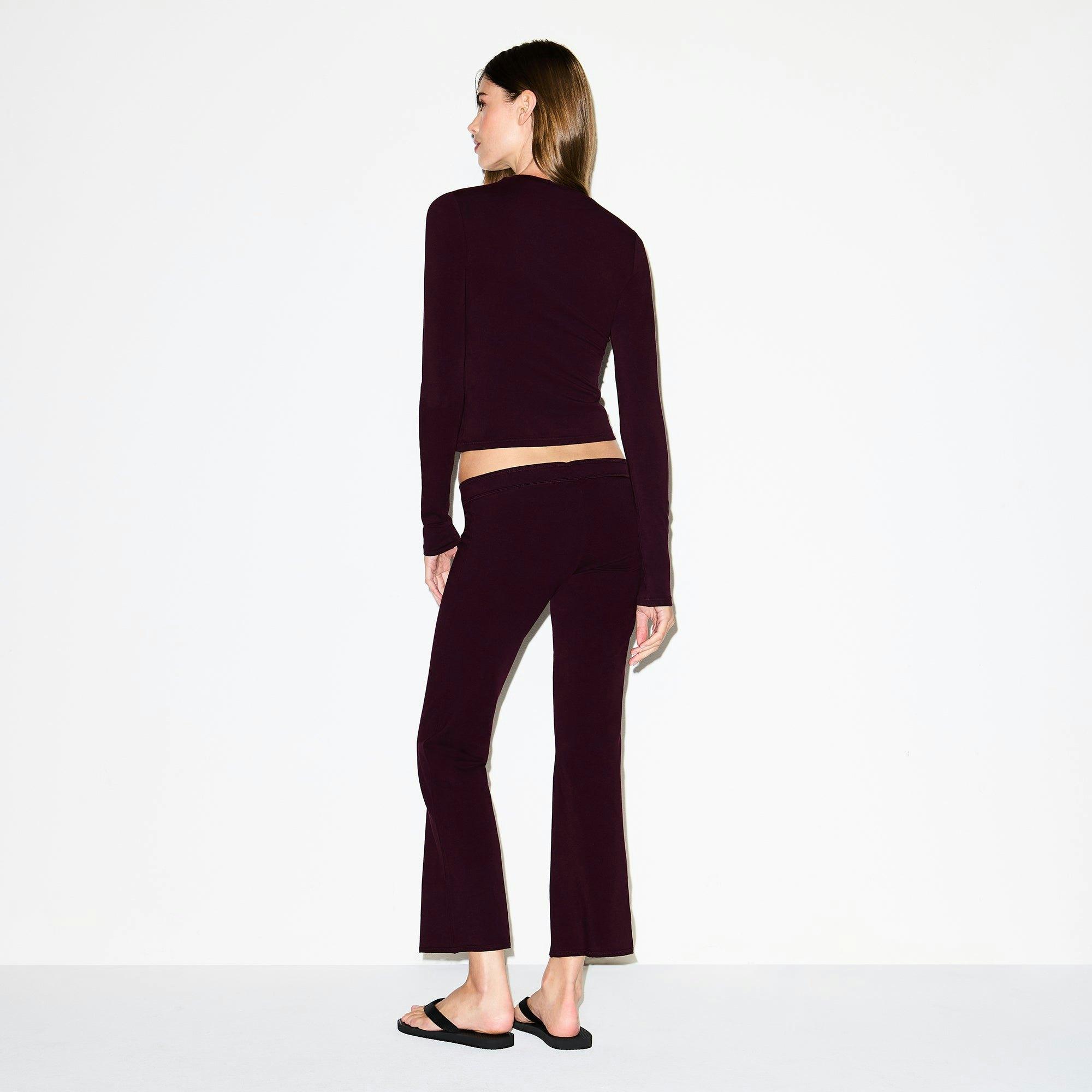 COTTON JERSEY LOW RISE CROP PANT | CURRANT Product Image