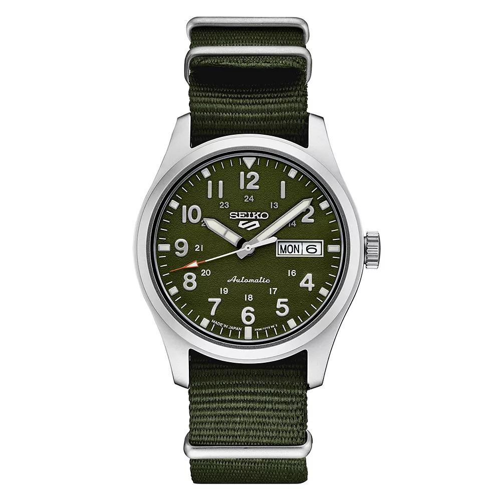 Seiko Men's 5 Sports Stainless Steel Green Dial Watch - SRPG33,  Product Image