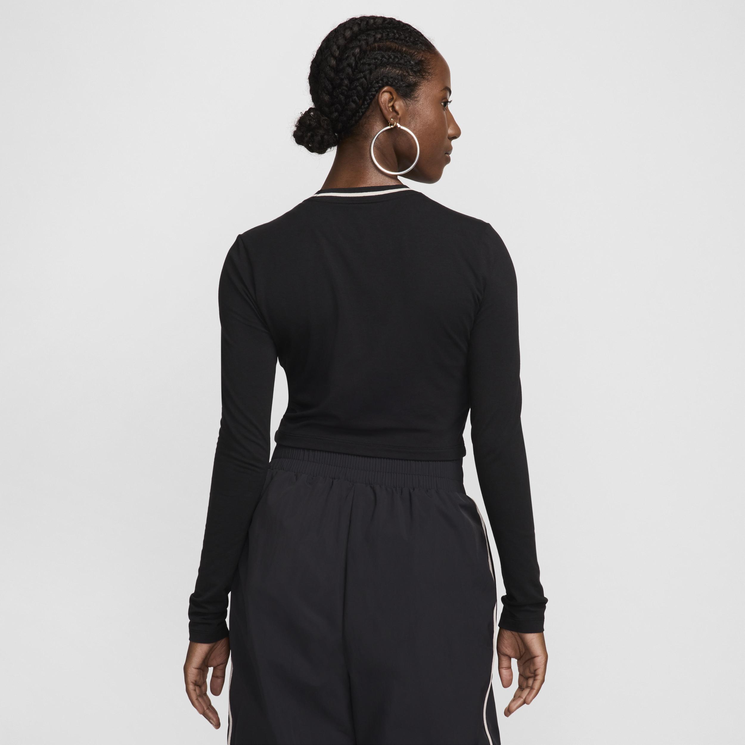 Women's Nike Sportswear Chill Knit Slim Long-Sleeve Cropped Graphic T-Shirt Product Image