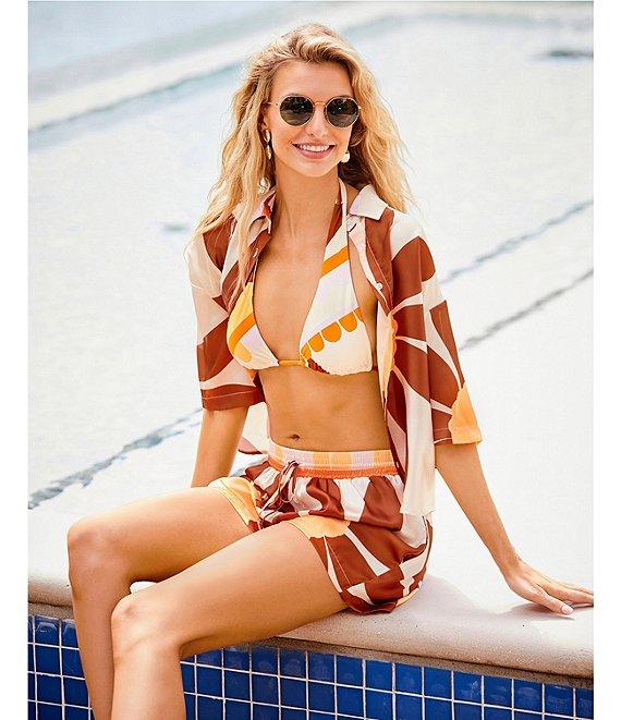 Gianni Bini Coordinating Sarah Mid Rise Pull On Printed Satin Shorts Product Image