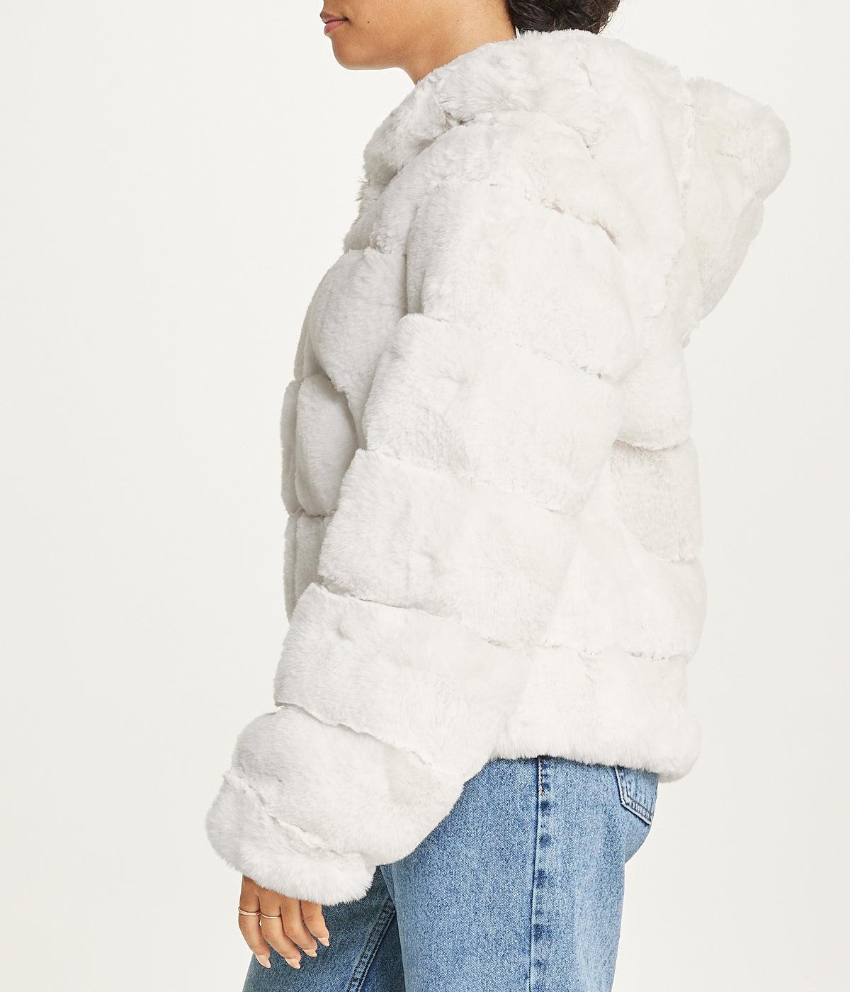 Short Faux Fur With Hood Ivory Product Image